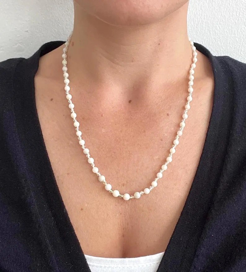 Antique 1920s, Art Deco Opal & Rock Crystal Necklace, 20inches