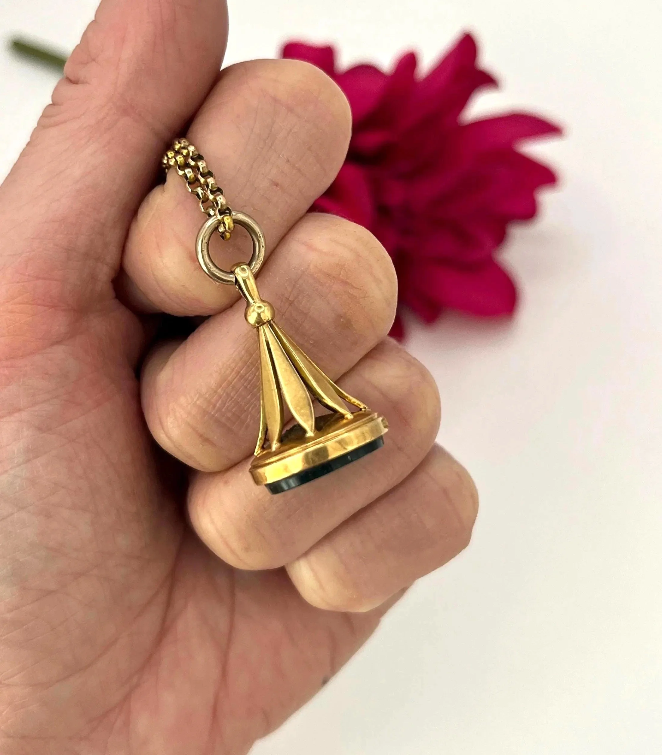 Antique 18ct Gold, Edwardian Bloodstone Fob