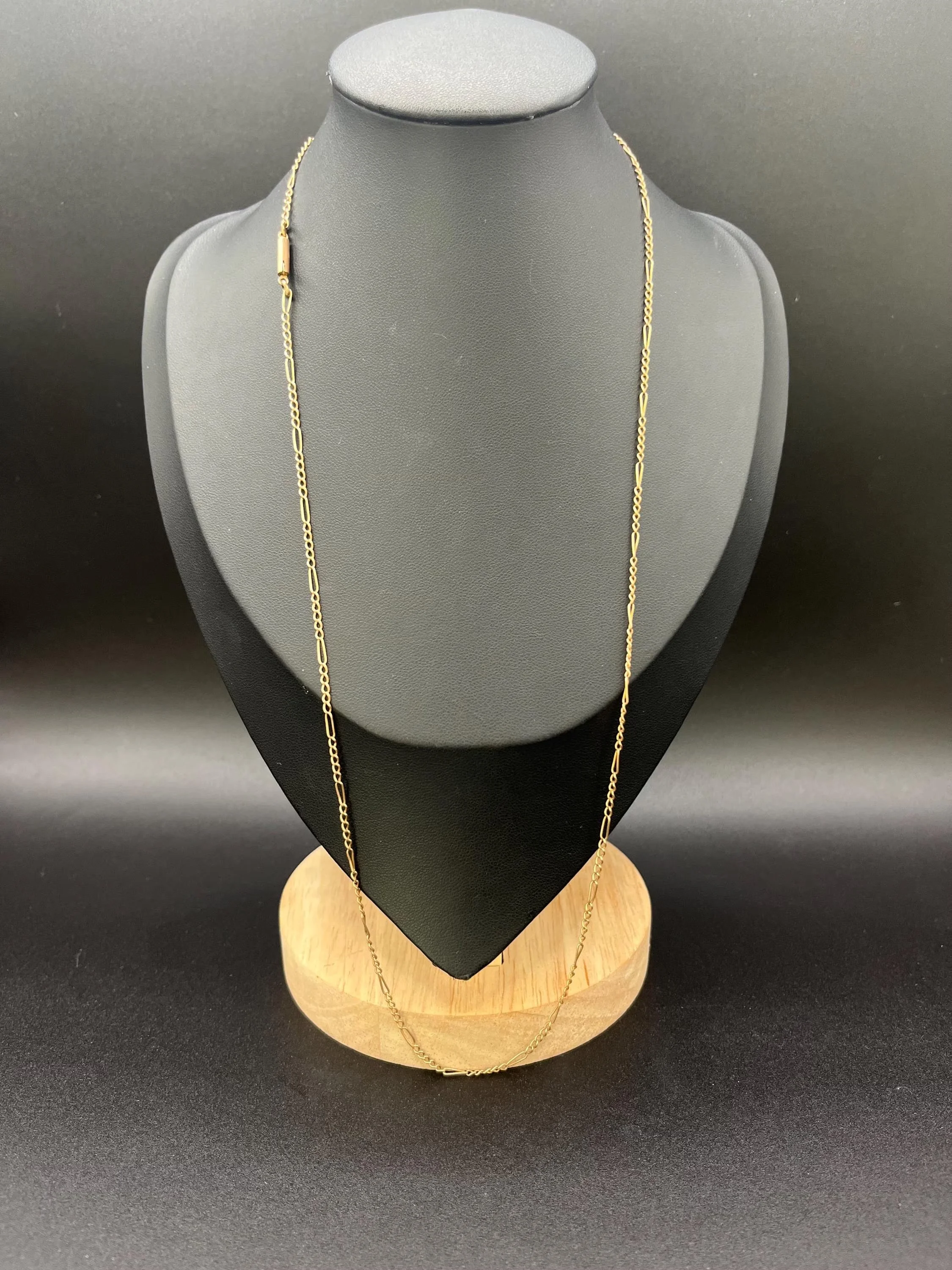Antique 9ct Gold, 23 Inch Figaro Link Chain Necklace