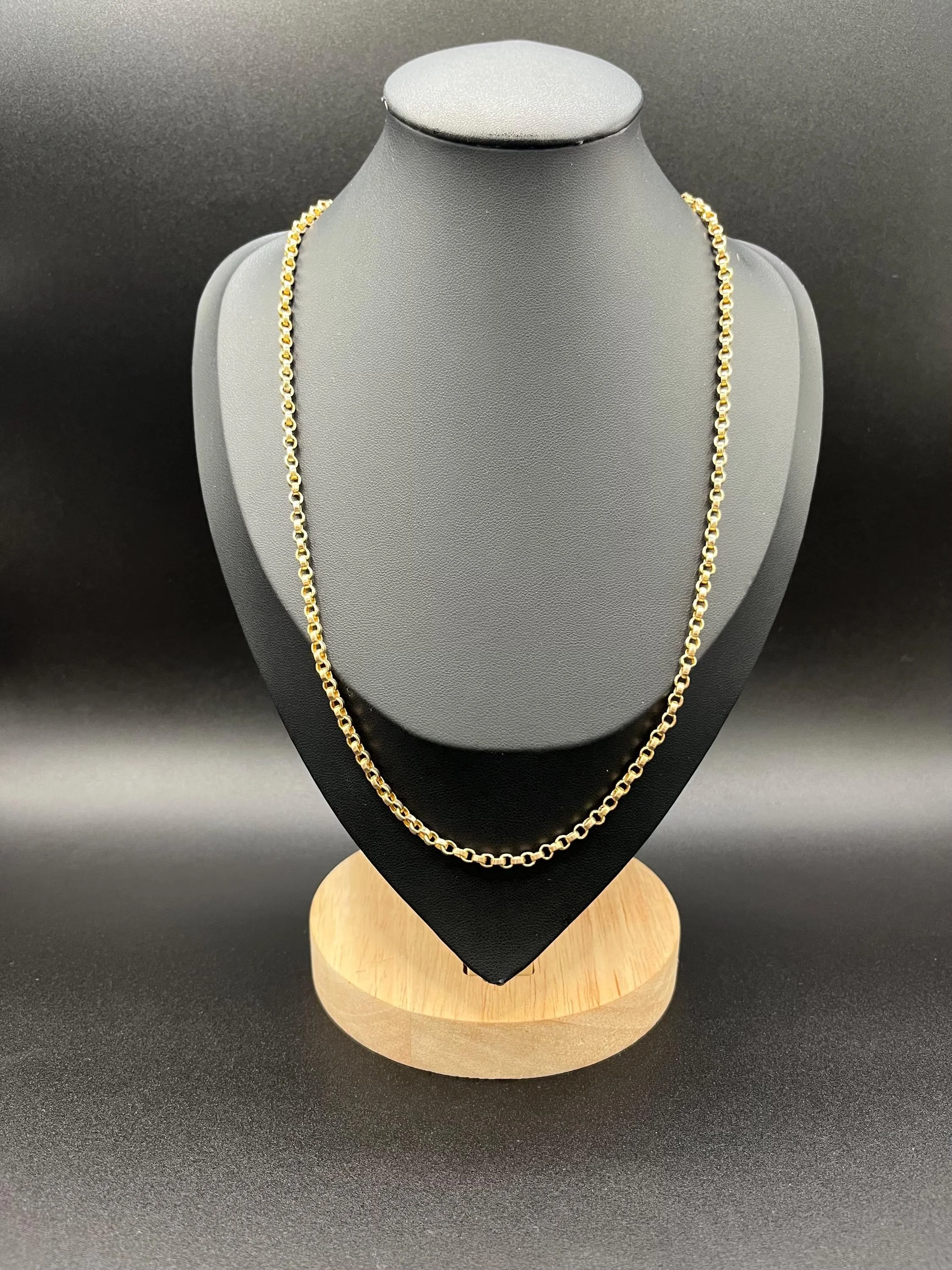 Antique 9ct Yellow Gold Belcher Chain: Edwardian Link Necklace, 19 inches