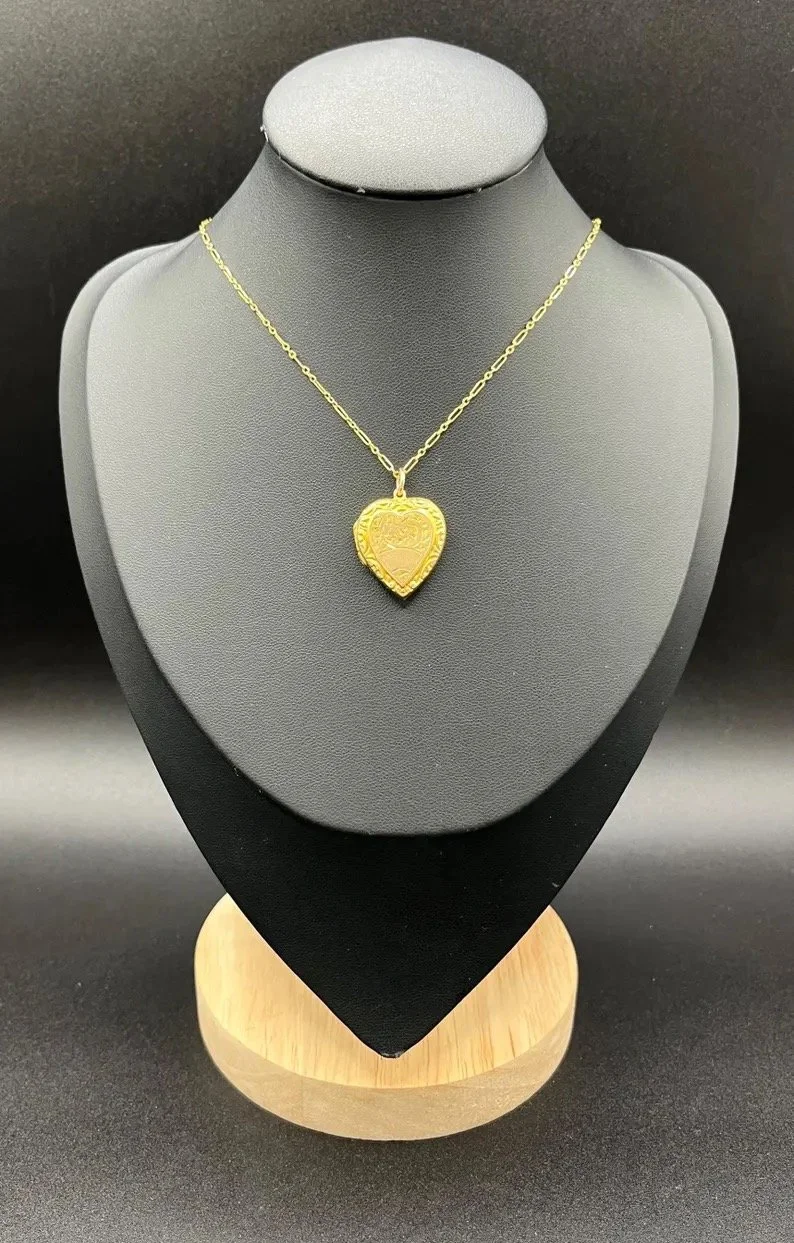 Antique 9ct Gold Back & Front, Edwardian Heart Locket with Engraving, Heirloom Gift, Wedding Gift