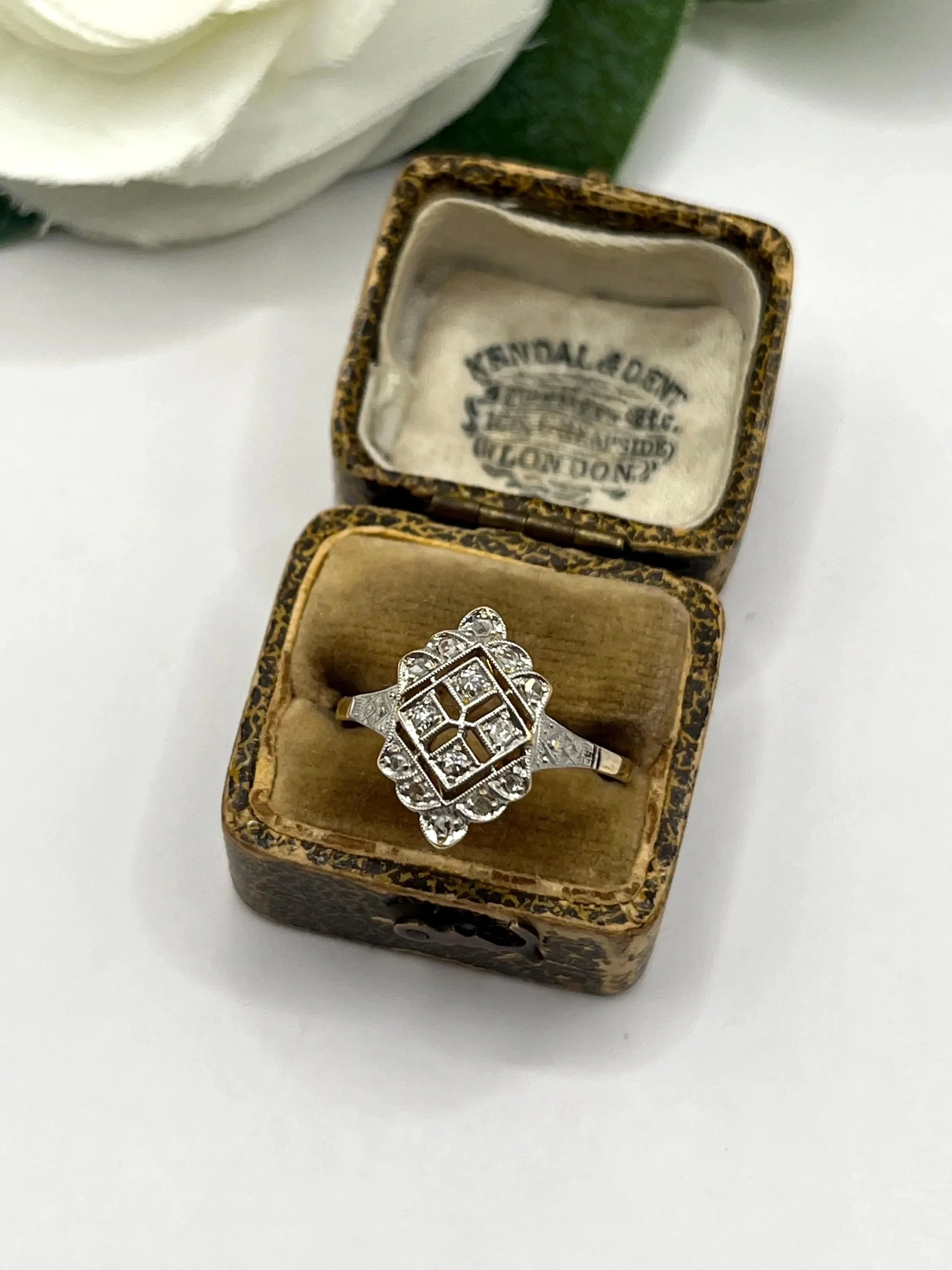 Antique 18ct Gold & Platinum, Edwardian Diamond Upfinger Ring