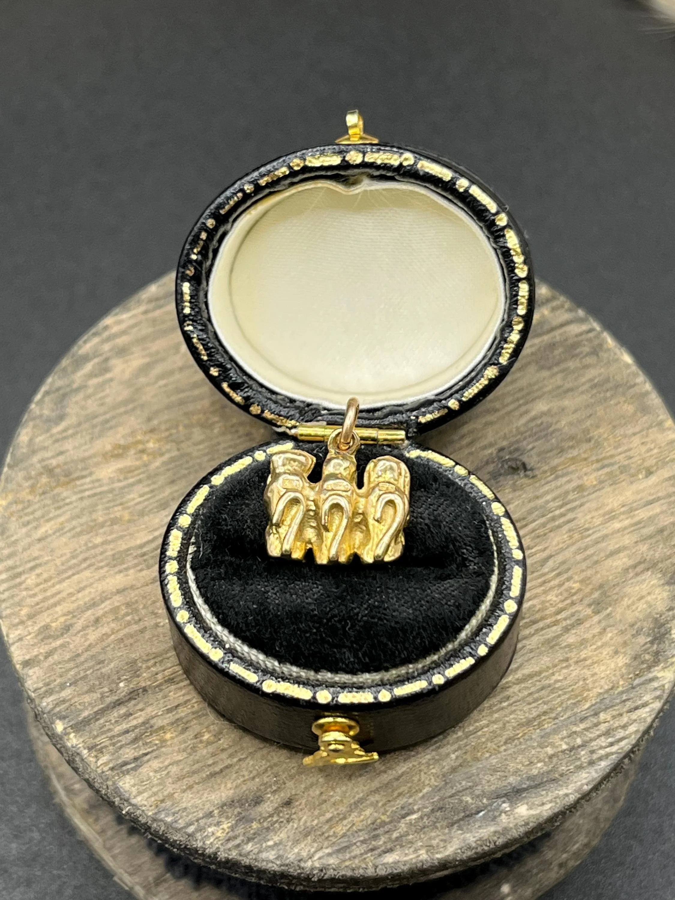 Vintage 9ct Yellow Gold, 3 Wise Monkeys Pendant Charm, Birmingham Hallmarked 1972