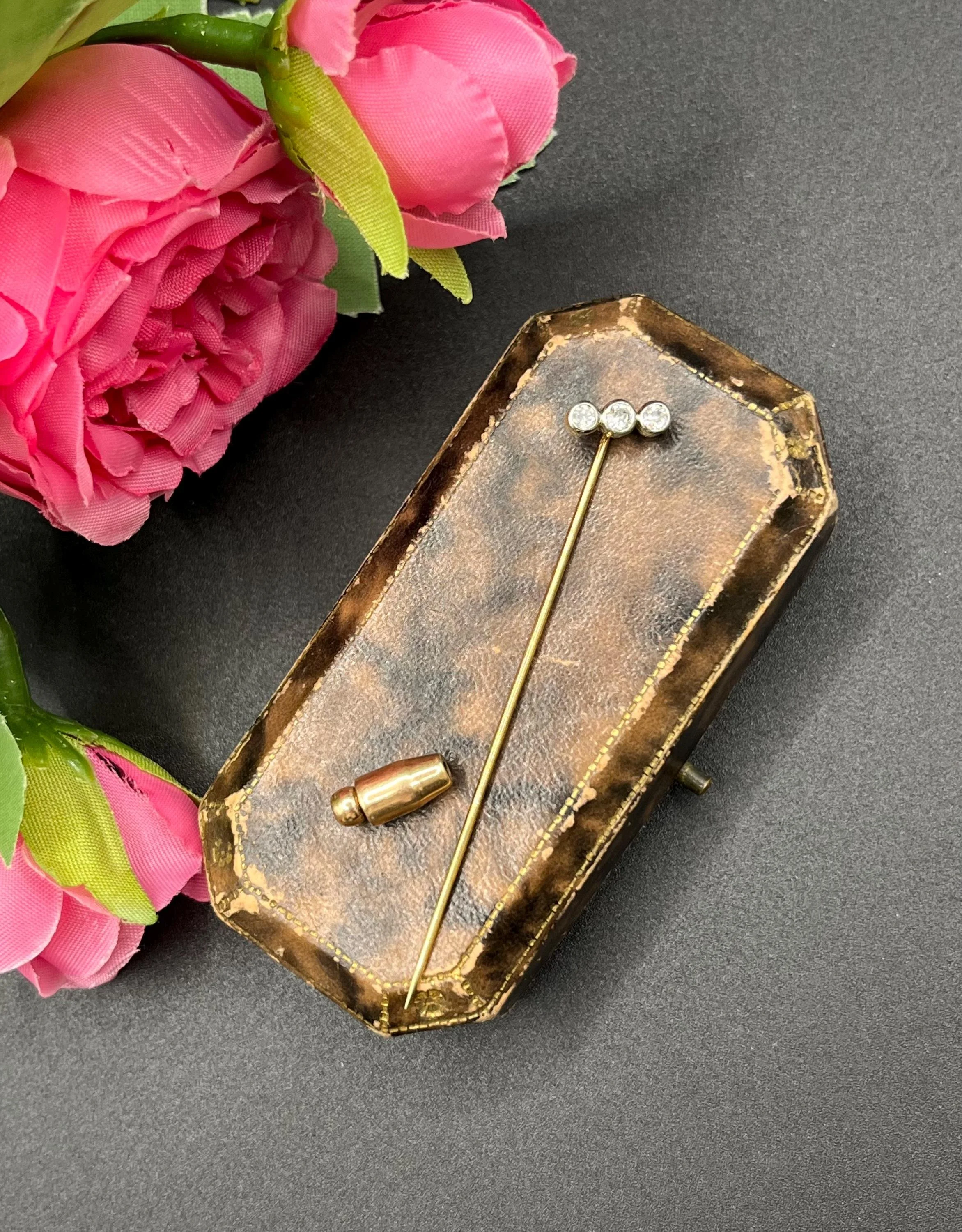 Antique Edwardian 18ct Gold Platinum Diamond Stick Pin, Circa 1910