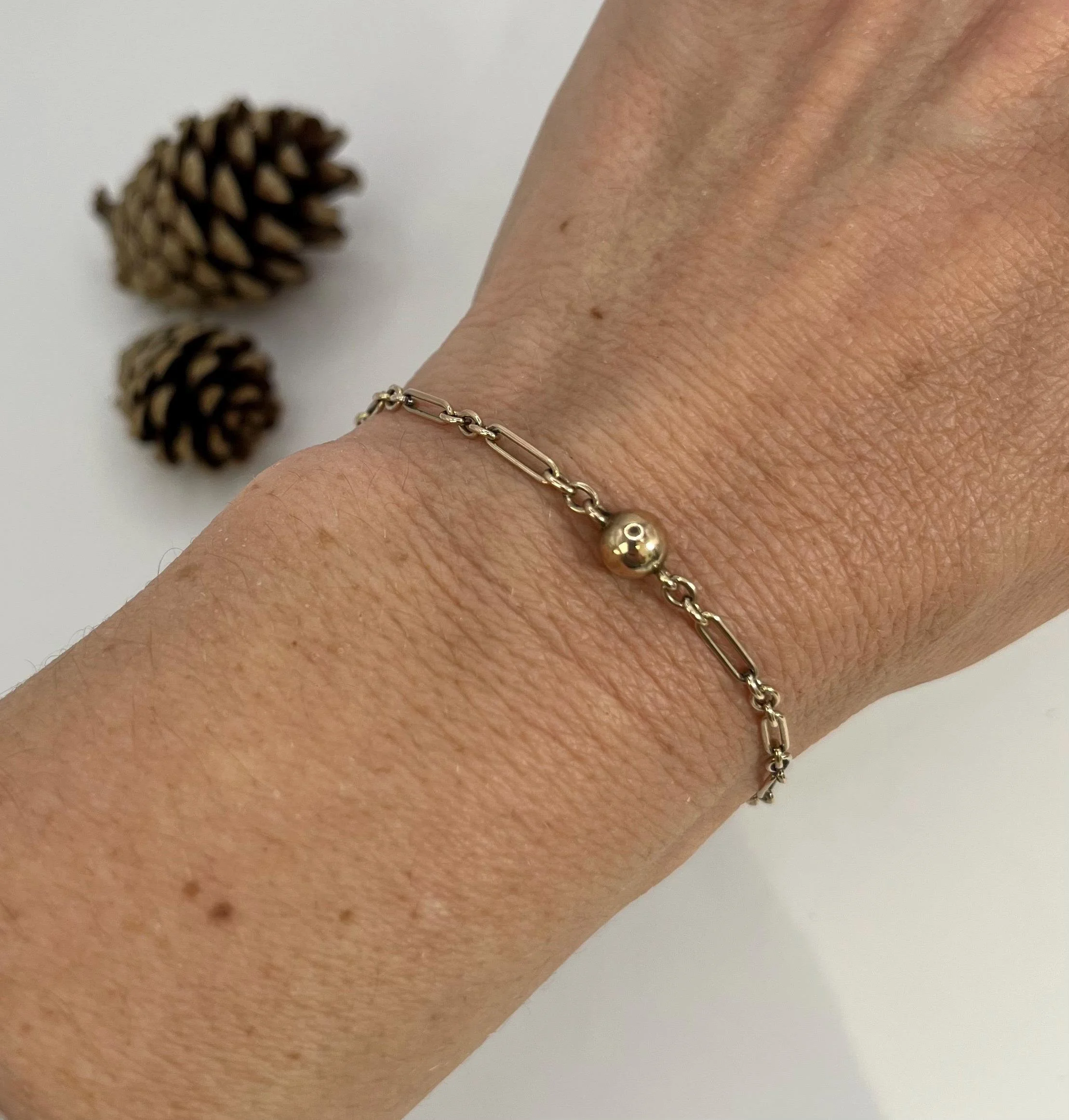 Antique 9ct Gold Fetter & Three Link with Ball Bracelet, Circa 1900