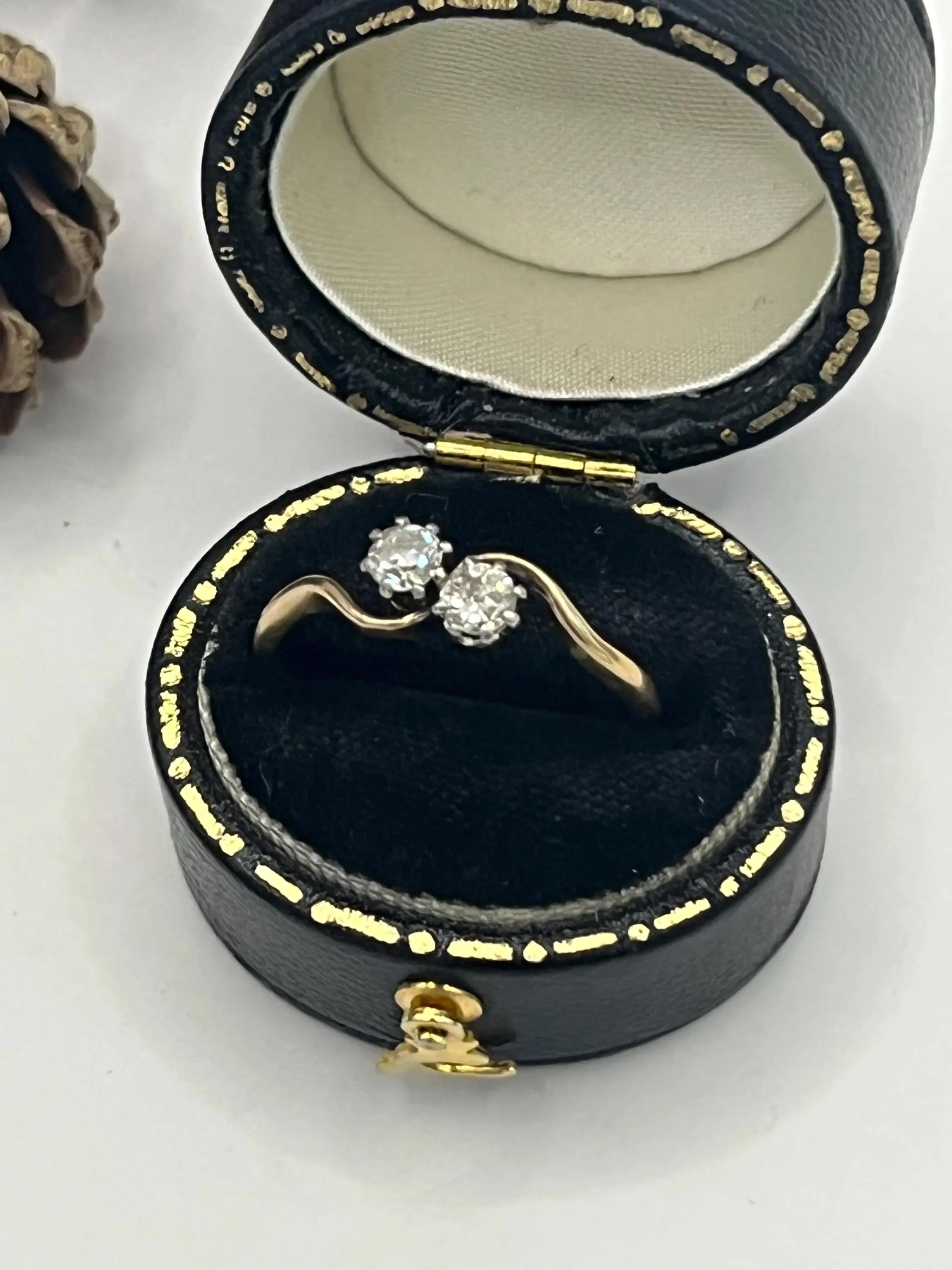 Antique Diamond Toi et Moi Ring 18ct Gold Platinum Edwardian Ring