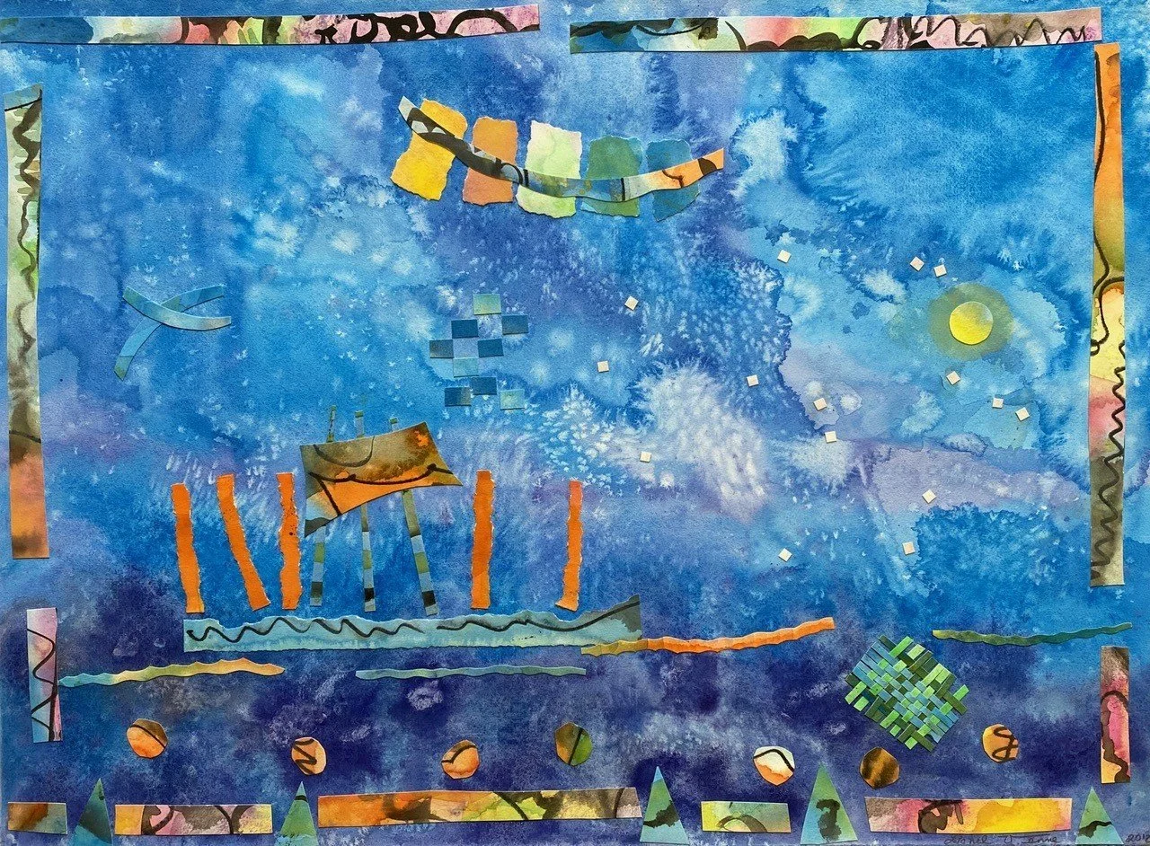 Lionel Venne Myths of the Montreal River 2012 Mixed media watercolour and collage on paper.jpeg