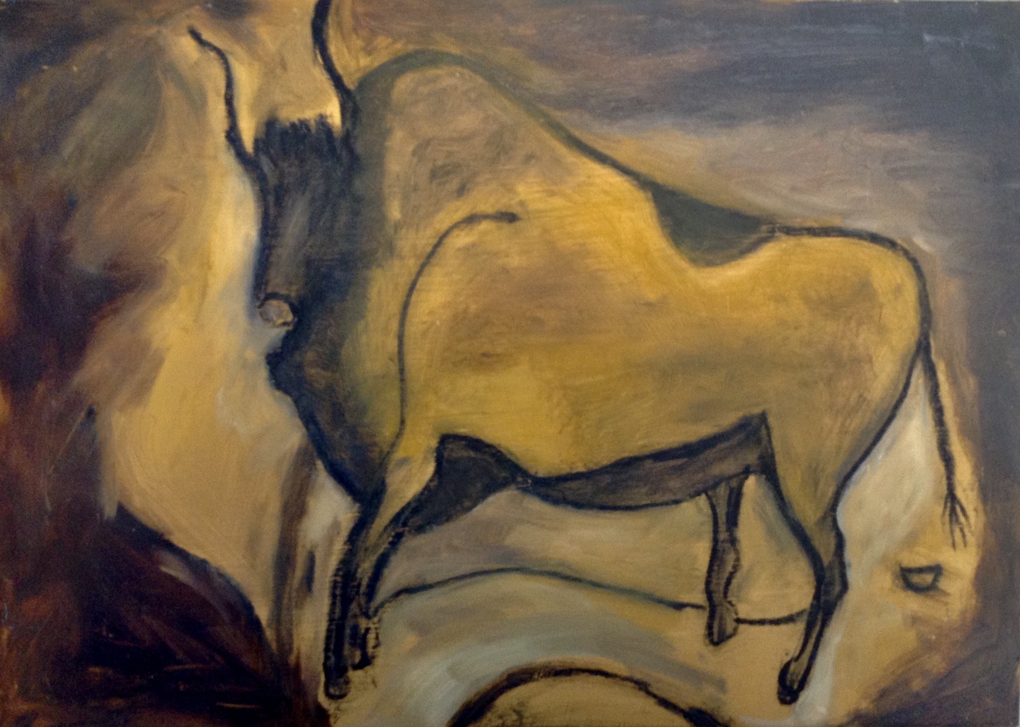    Ochre Bison  - oil on board, 14-inches x 10-inches SOLD  