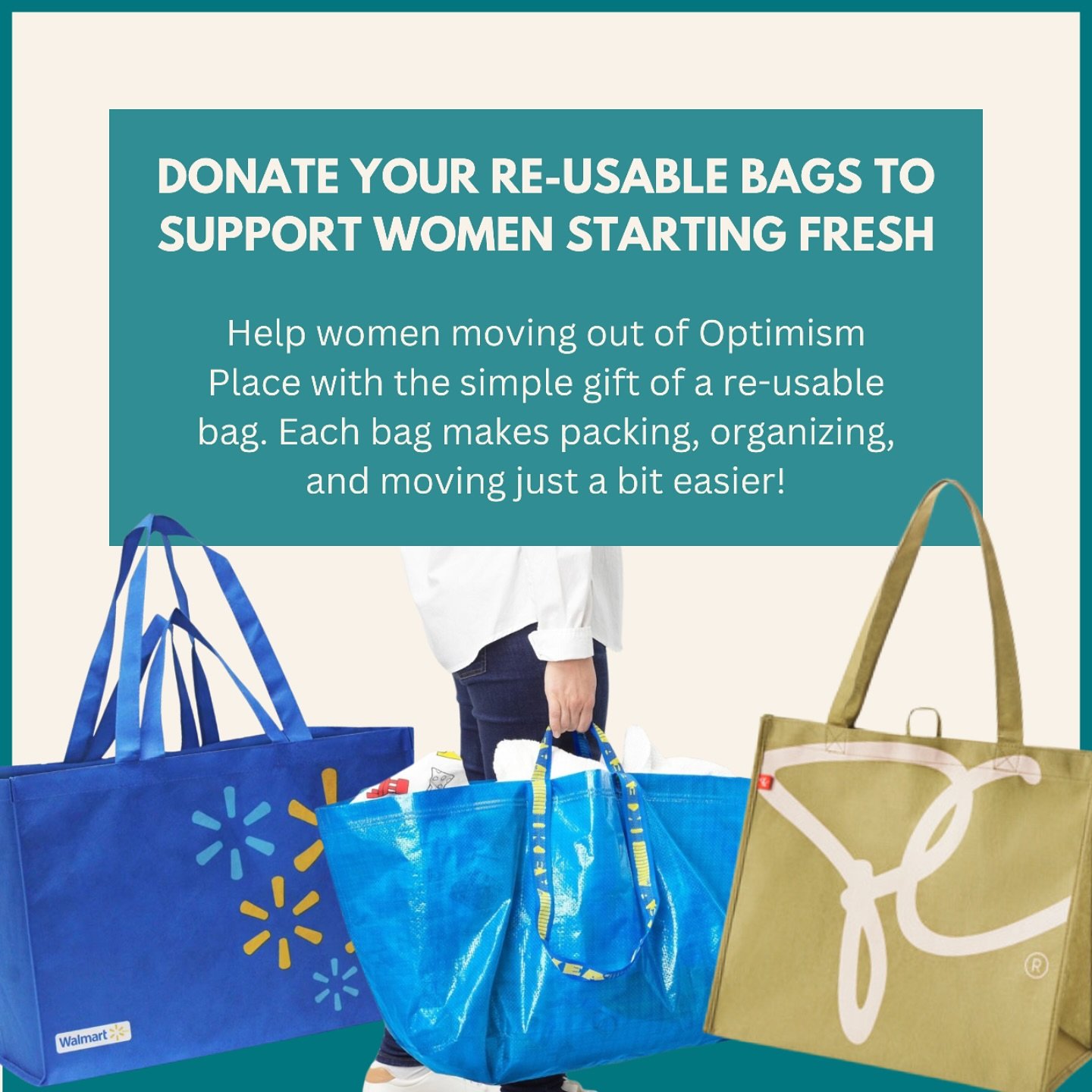 Got extra re-usable bags piling up at home? 👀⬇️

We&rsquo;re collecting re-usable bags and giving them to women as they transition out of our shelter and into their new homes. 

These bags have been a great help for moving, storing, and organizing &