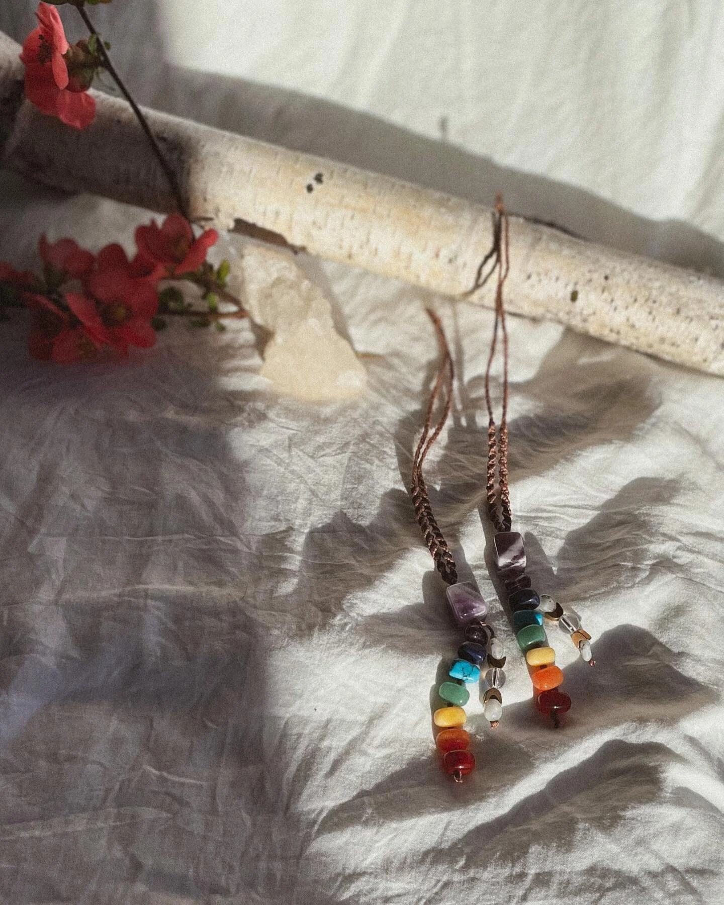 Shop is updated with everything currently available! 🫶🏽
🌈 The first photo features our new item, the chakra moonstone charm! It&rsquo;s a hemp macrame wall hanging that you can use however suites your fancy! I made myself one for my alter and just