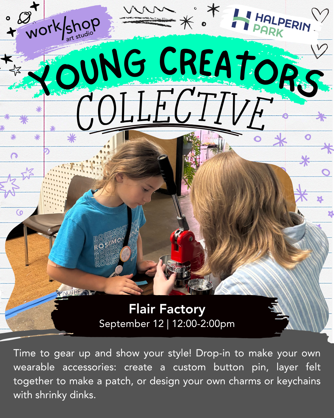September 12 | Young Creators Collective @ Halperin Park | 12:00-2:00pm