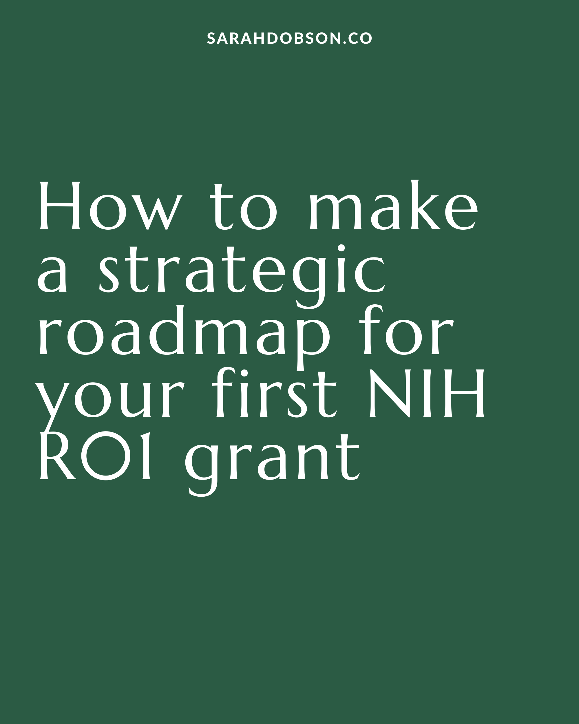 How to Make a Strategic Roadmap for Your NIH R01