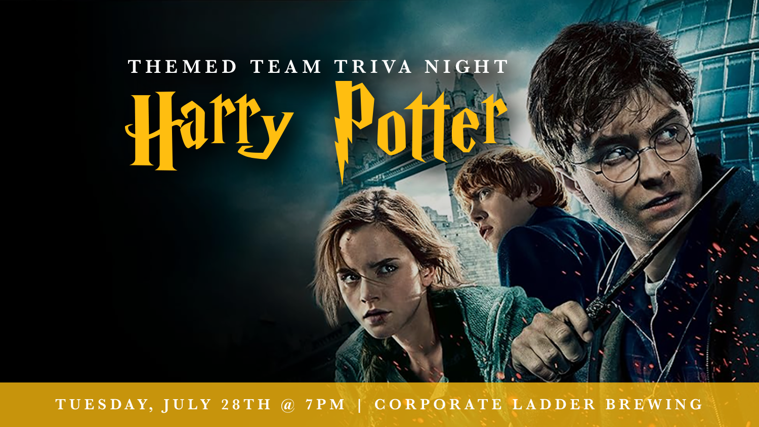 Harry Potter themed trivia night at Corporate Ladder Brewing Company in Palmetto, Florida on July 28, 2026.