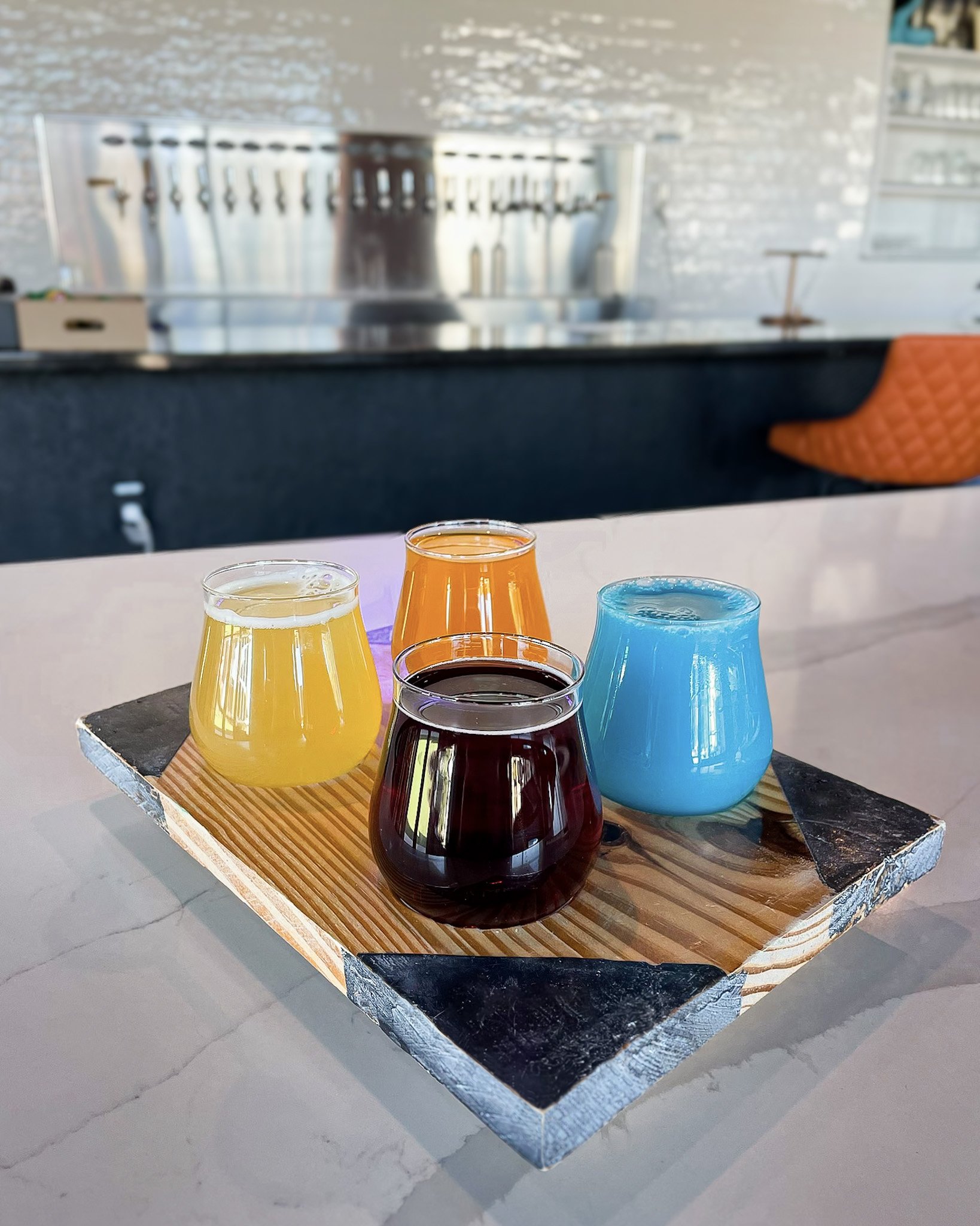 Craft beer flight on draft at Corporate Ladder Brewing Company in Palmetto FL