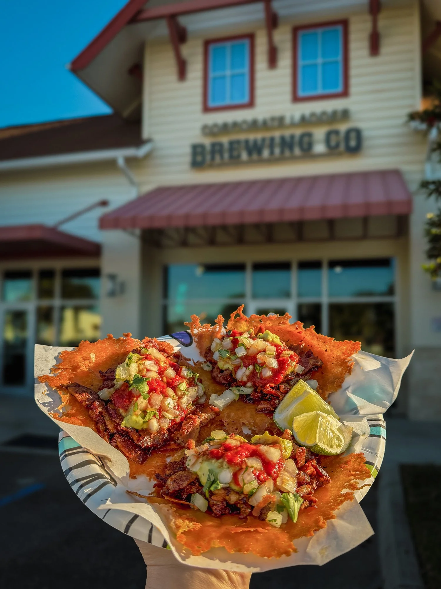 Taco Tuesday special 3 tacos for $11 at Corporate Ladder Brewing Palmetto