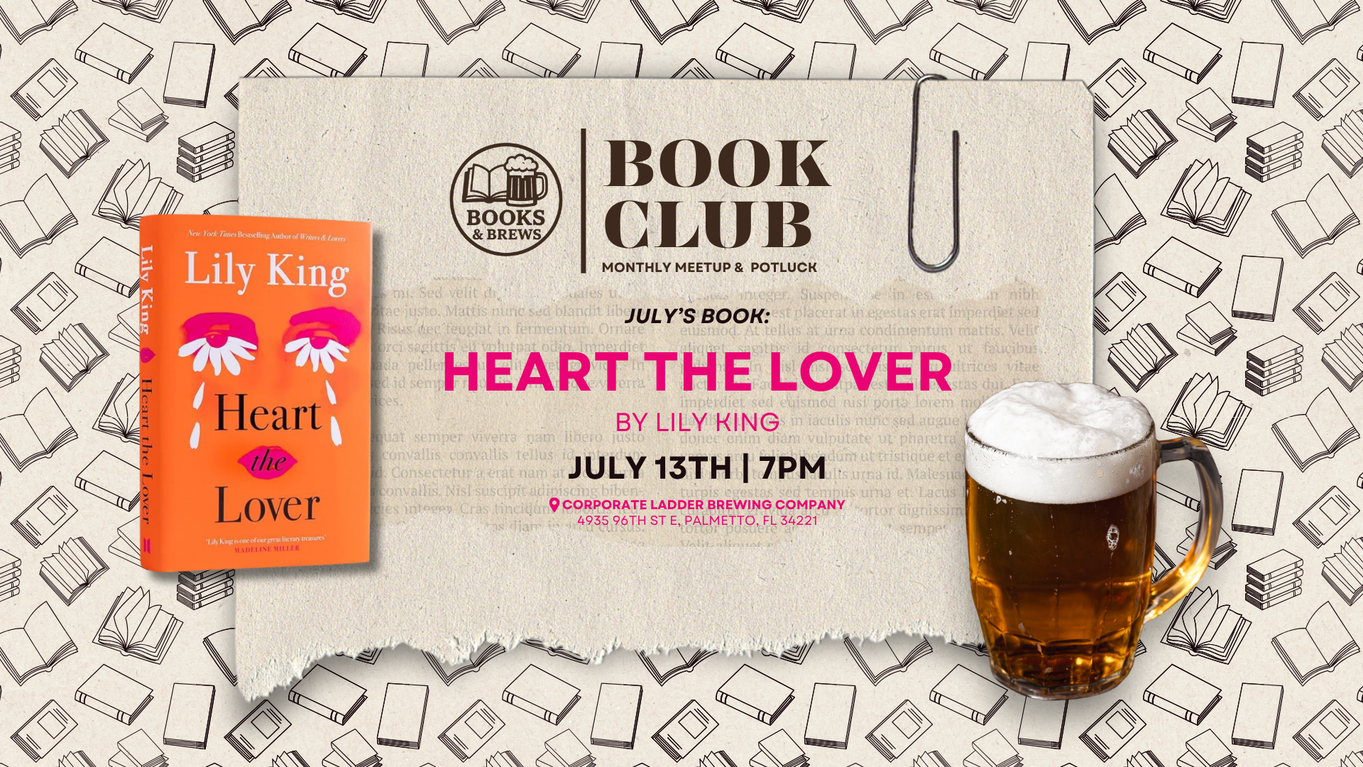 Books and Brews Book Club in Palmetto, FL | July Meetup and Potluck
