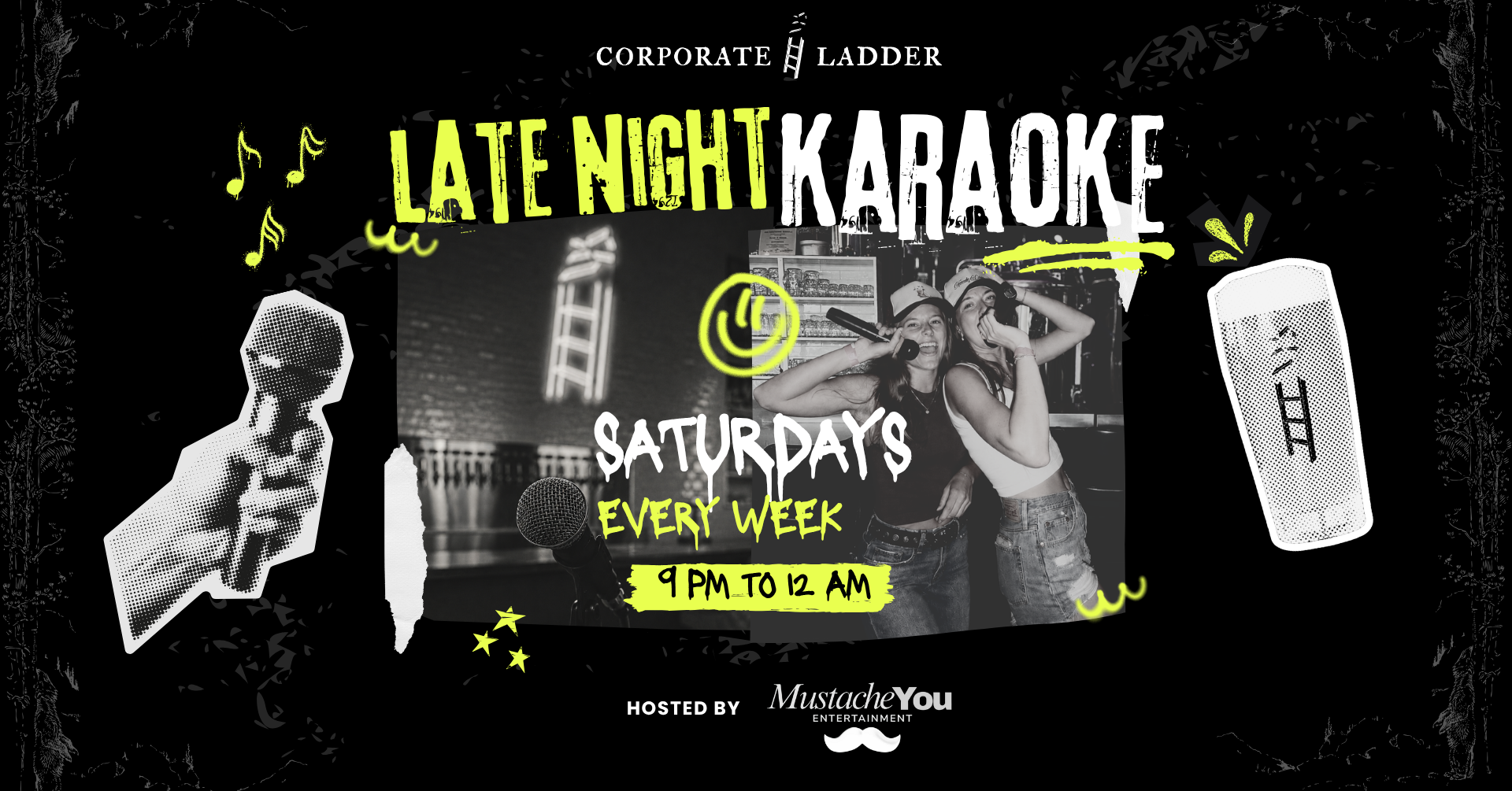 Late Night Karaoke every Saturday from 9 PM to midnight at Corporate Ladder Brewing Company in Palmetto, Florida.