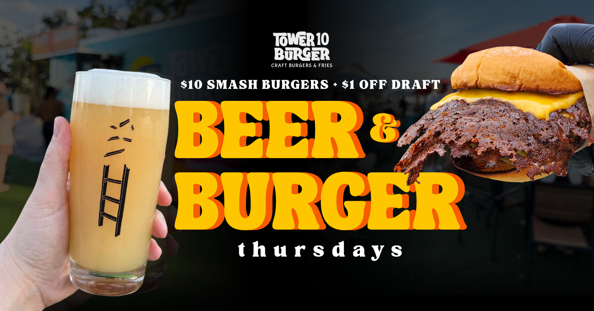 Beer and burger night graphic