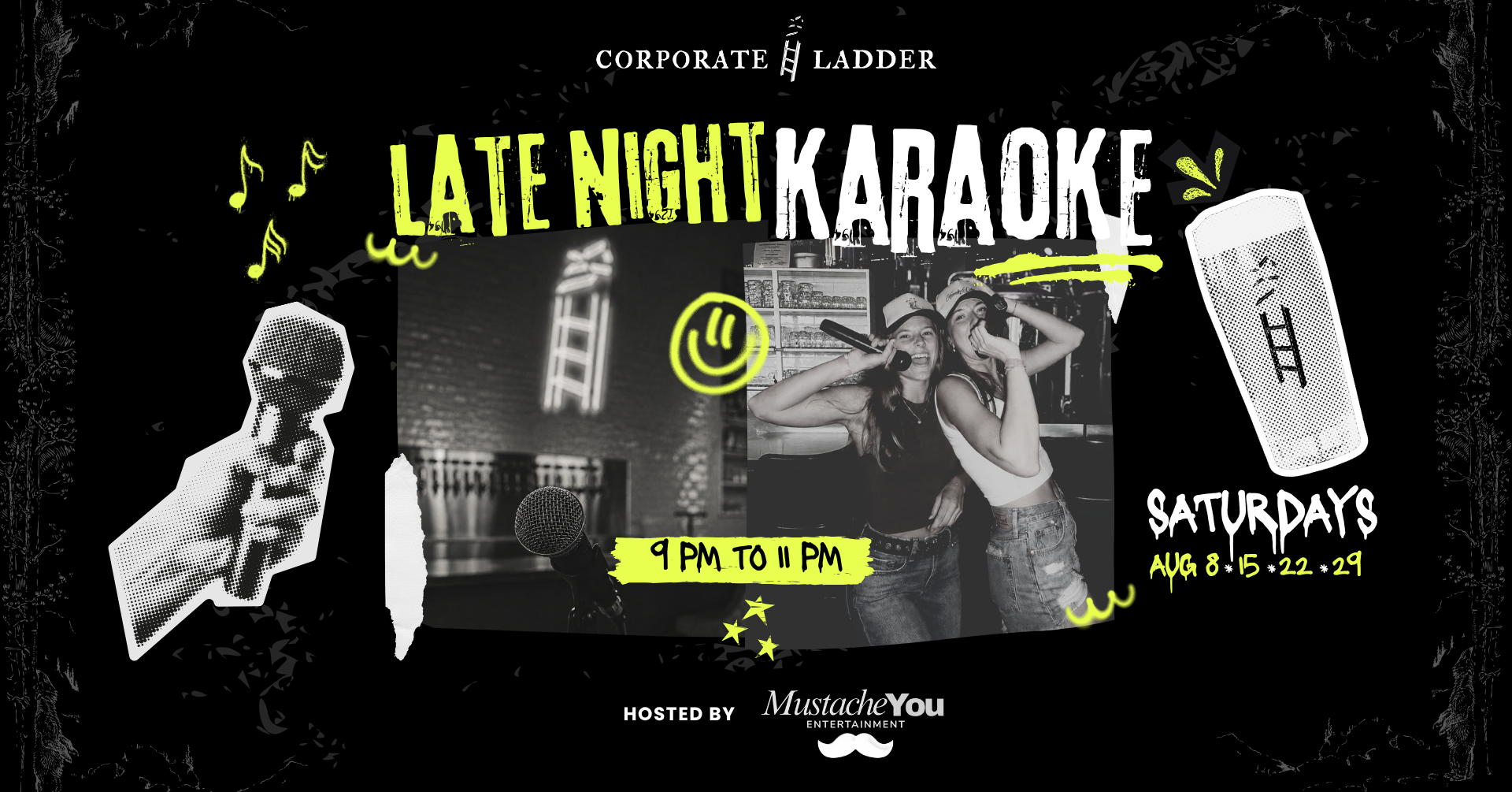 Late Night Karaoke every Saturday from 9pm to 11pm at Corporate Ladder Brewing Company in Palmetto, Florida.