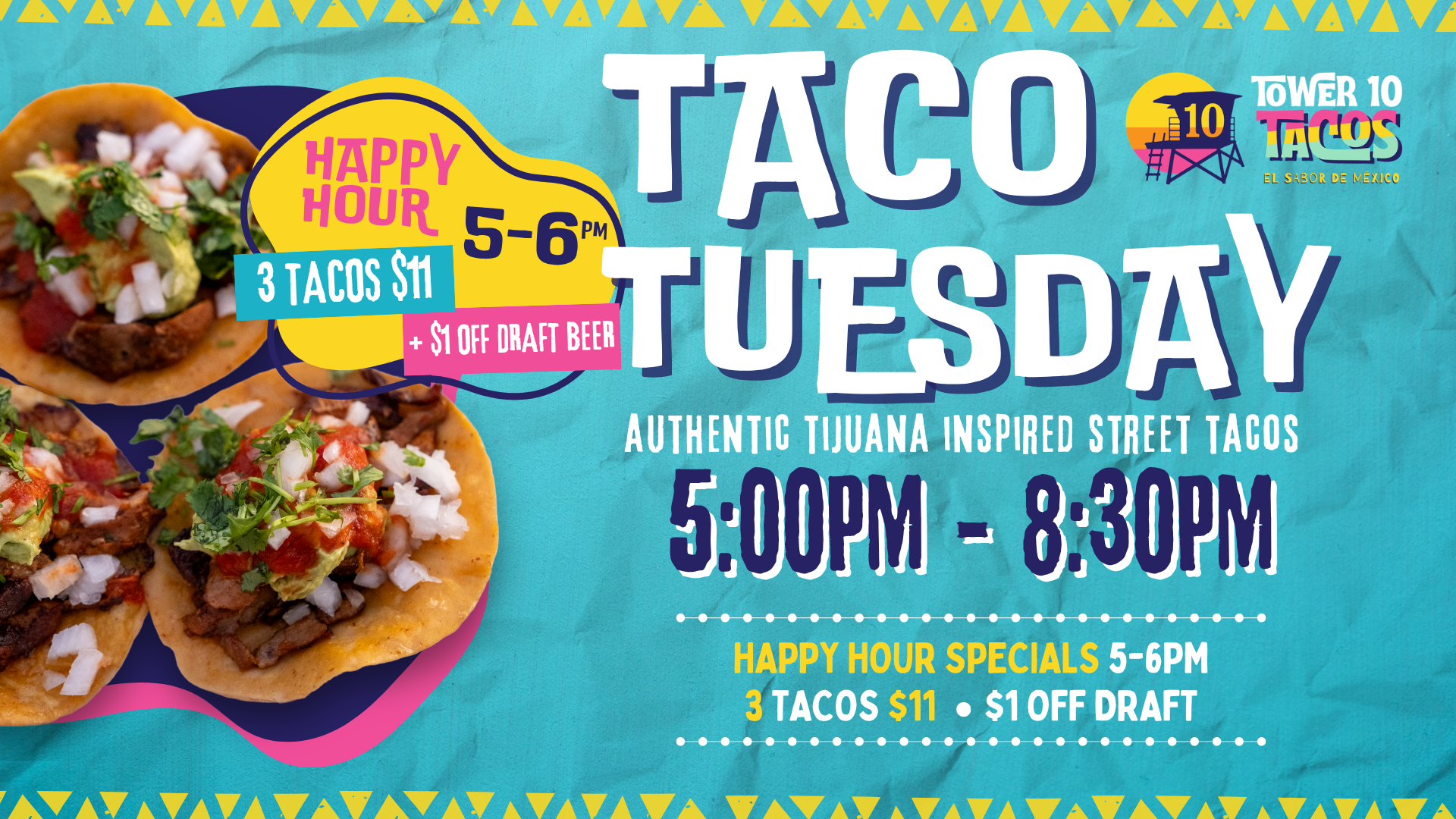 taco tuesdays at corporate ladder 5pm - 8:30pm