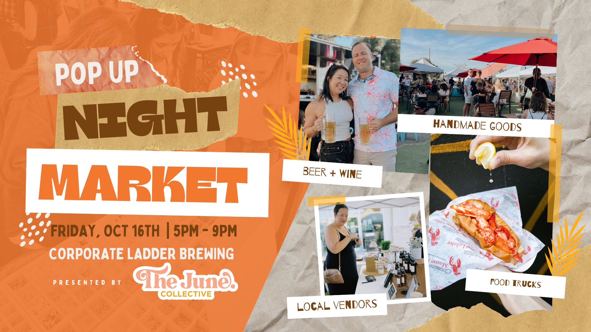 Night Market with The June Collective at Corporate Ladder Brewing Company in Palmetto, FL, Friday, October 16, 2026, 5pm to 9pm.