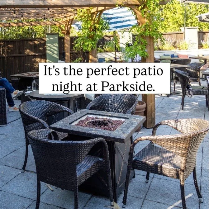Start the week off right ☀️ The sun is shining, the drinks are flowing, and the patio at Parkside is calling your name. Good vibes, fresh air, and even better company&mdash;meet us outside tonight 🍹✨
