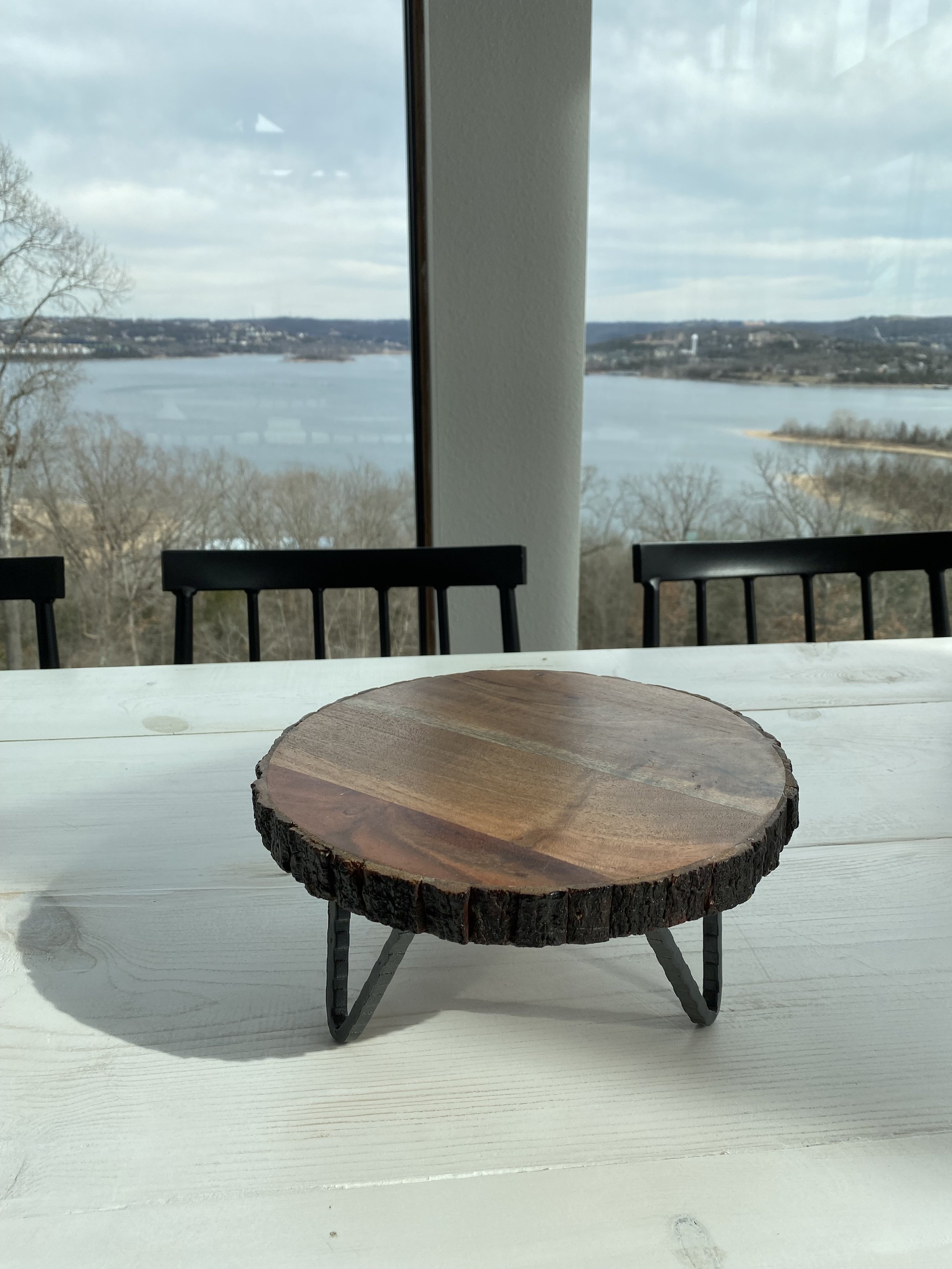 Rustic Wood Cake Stand 10"