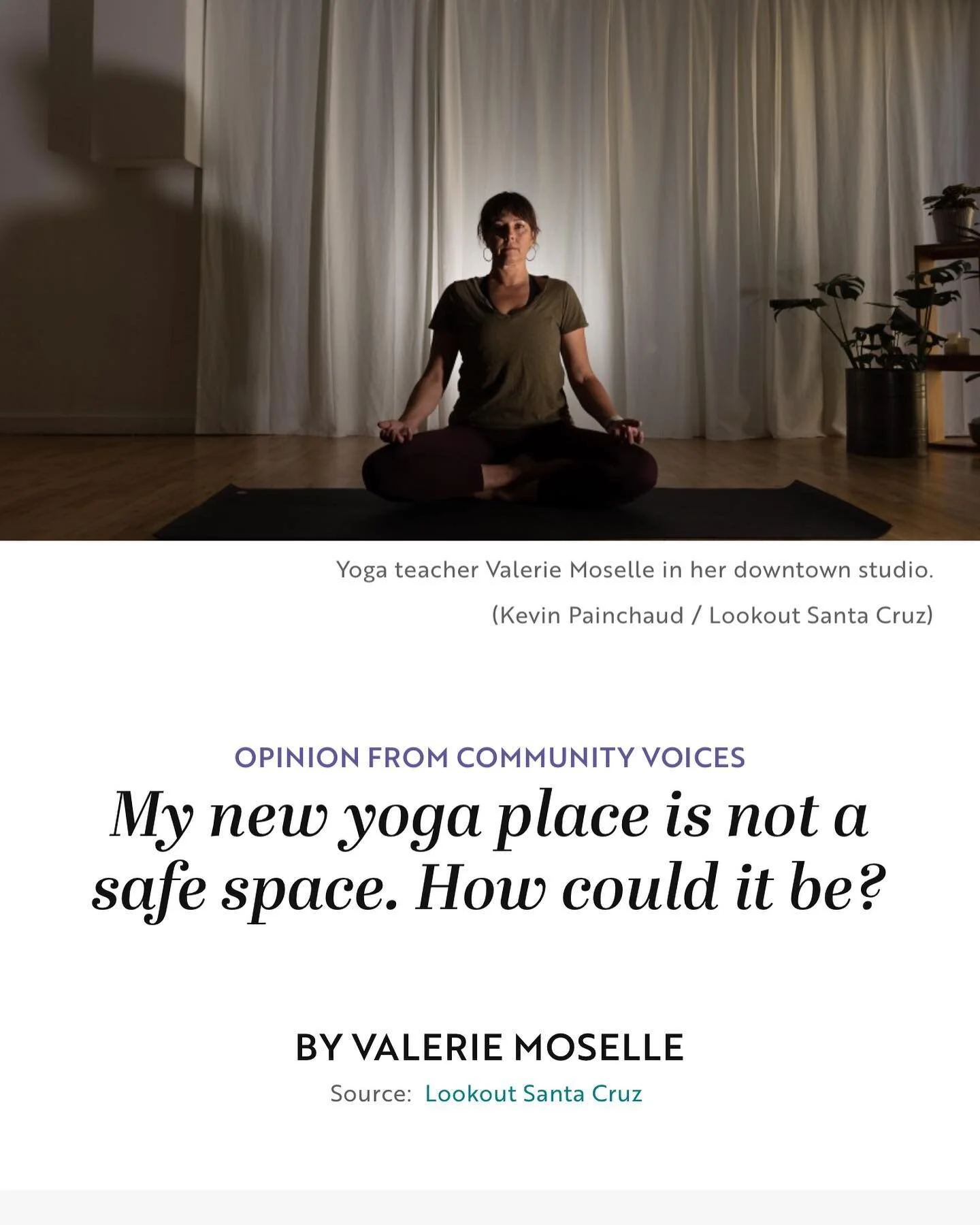 I wrote this piece and am already getting some flack for it. Still, I think it&rsquo;s worth sharing my process, even if it is one of an imperfect aging white yoga teacher. LIB

#santacruzyoga #artcentersantacruz #yogainsantacruz #traumainformedyoga 
