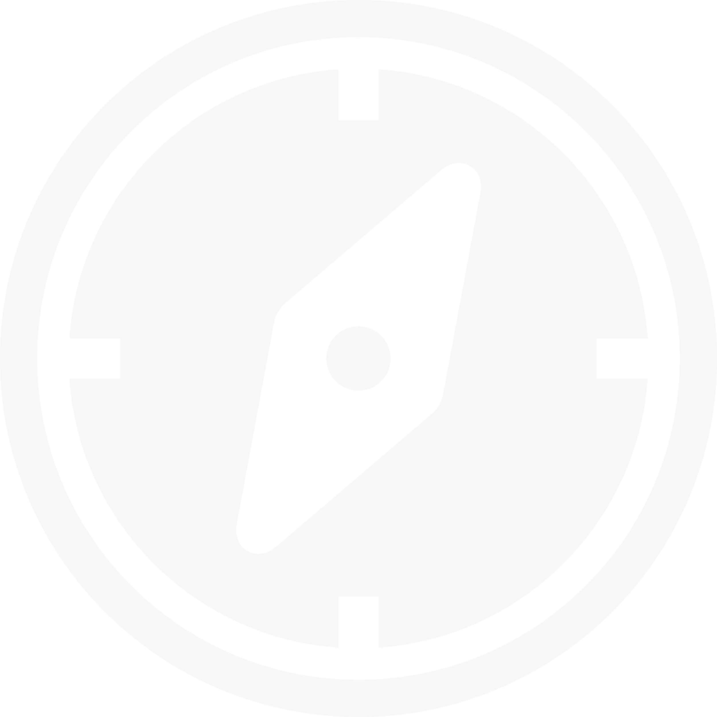 Black and white compass with a black needle pointing northeast.