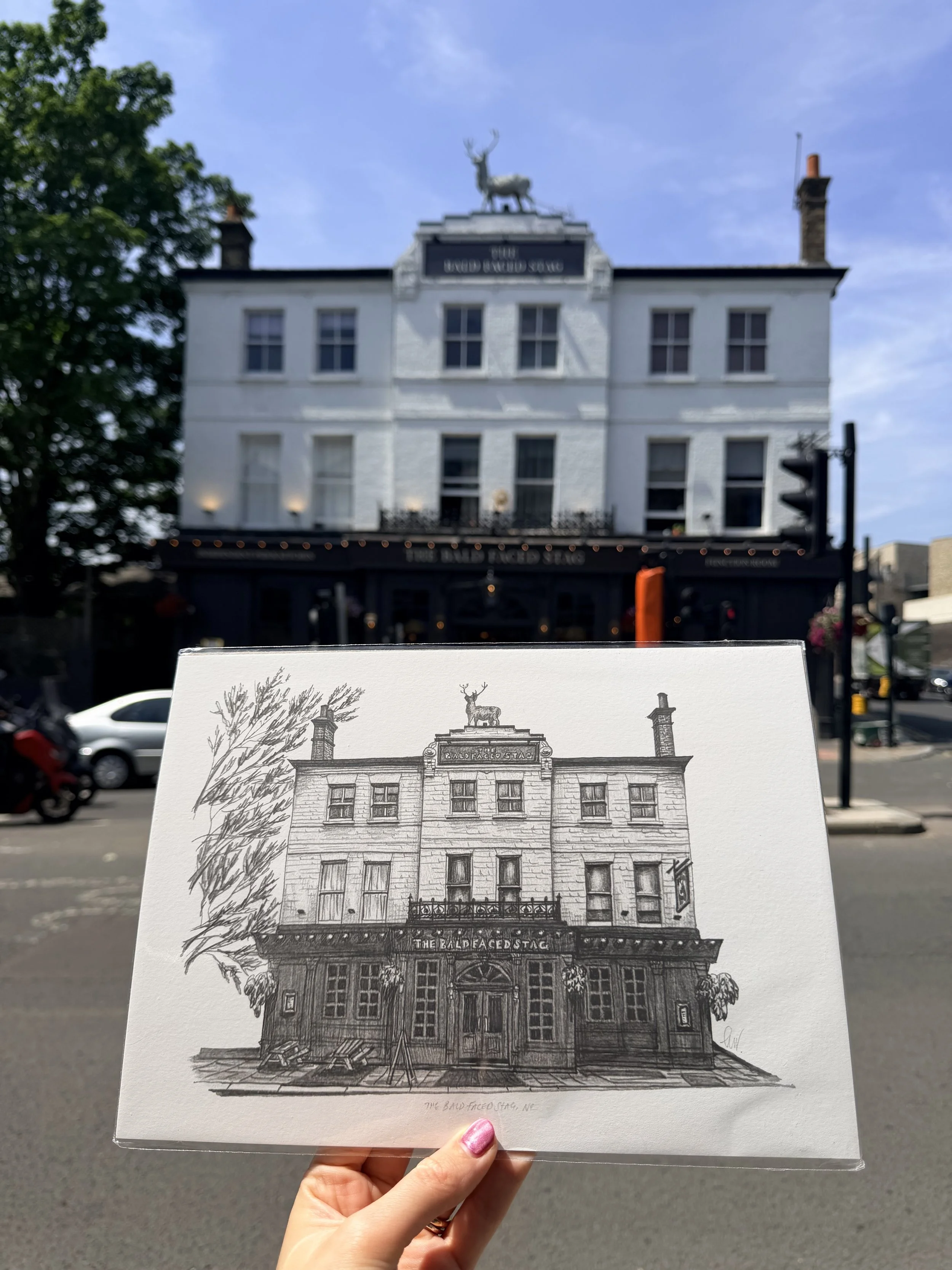 The Bald Faced Stag Pub Print, N2