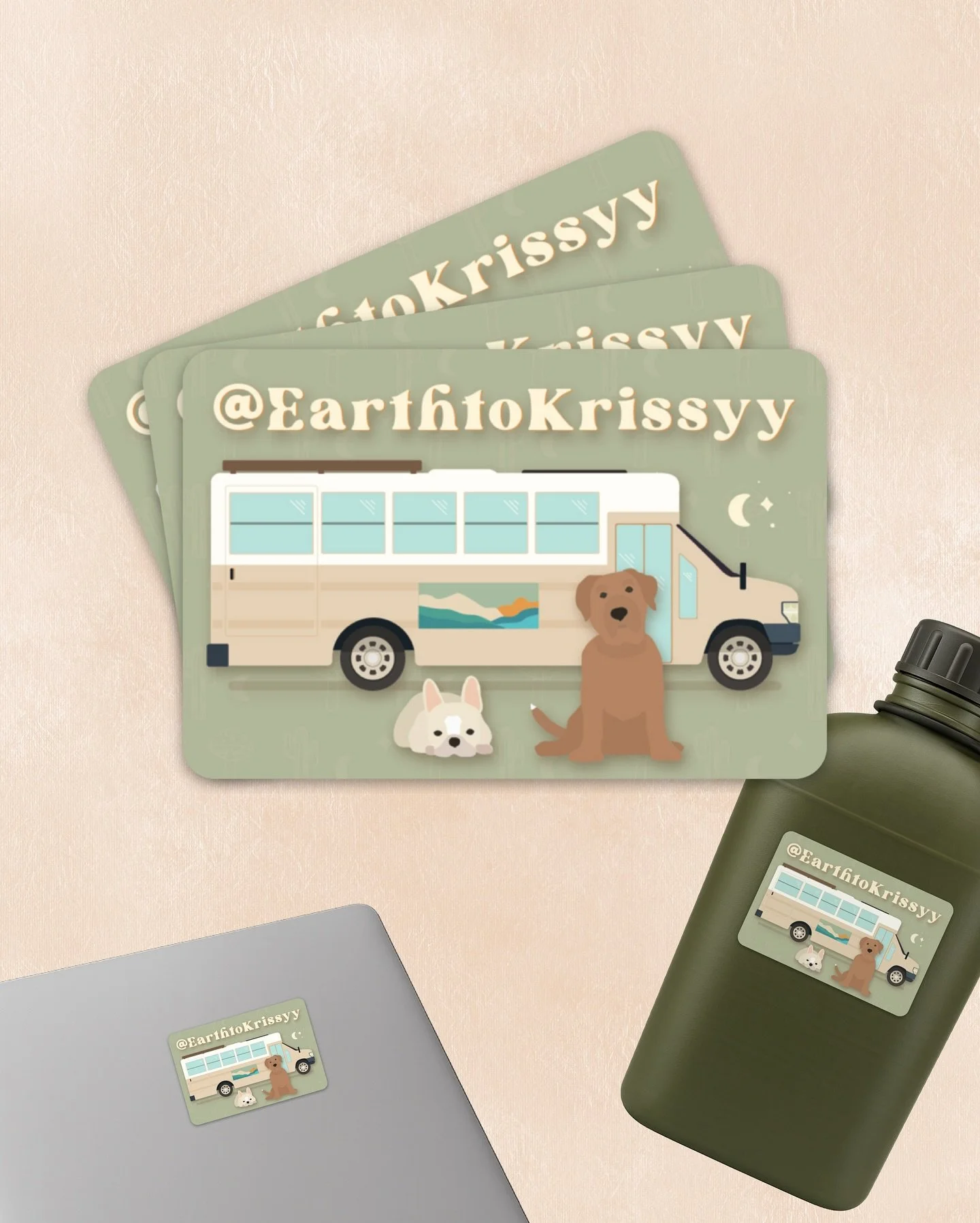 🐾✨ Fun fact: I converted a tiny school bus + lived in it for 4 years while traveling the country with my two pups 🚌💛 I&rsquo;ve designed many stickers for my nomad friends + businesses and still offer this service. Now I still live nomadically, ju