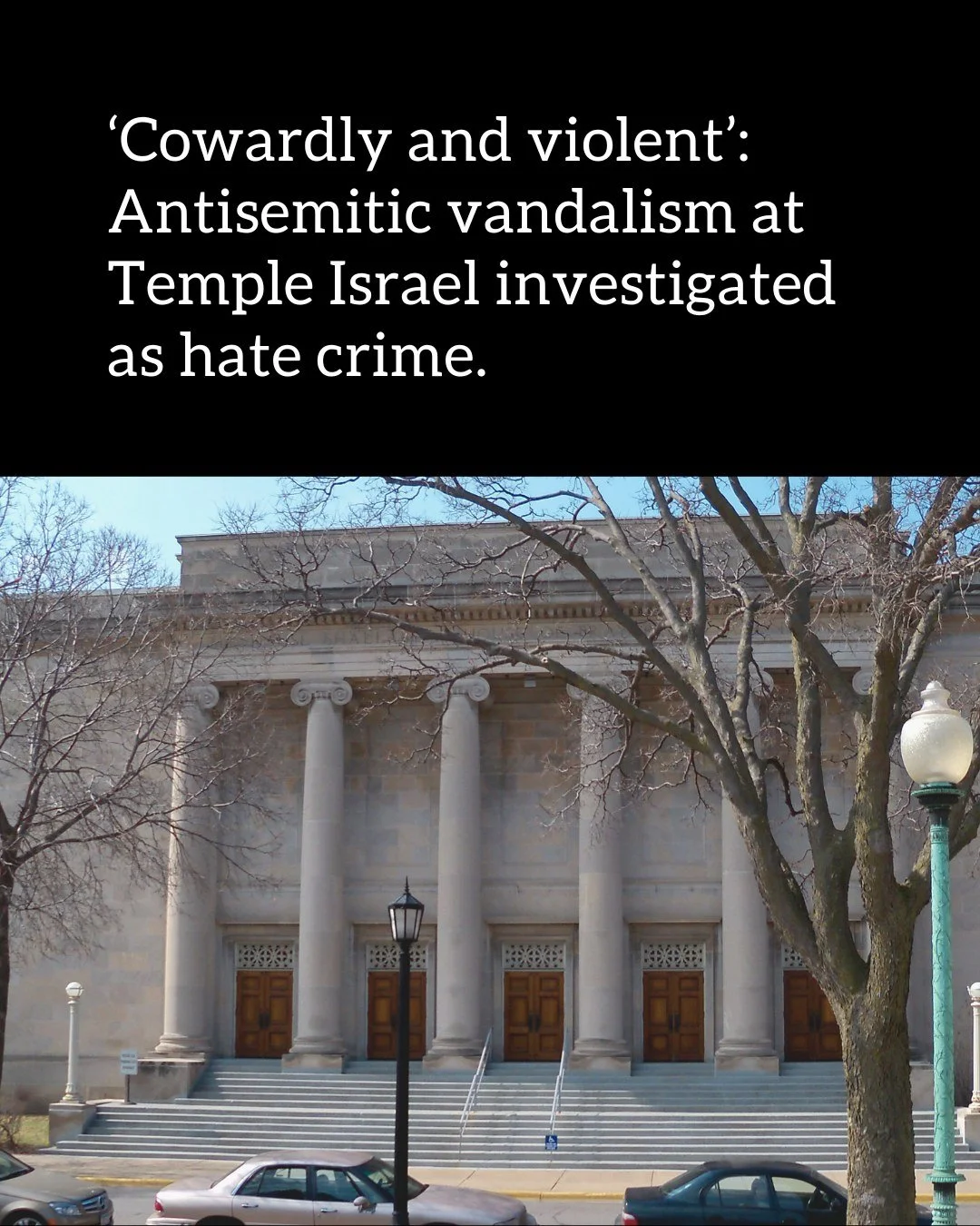 Vandalizing a place of worship, a place where parents drop their children off at daycare, is cowardly and violent.
Conflating an entire religious community with the state of Israel is dangerously antisemitic.
In times like this, violence prevention