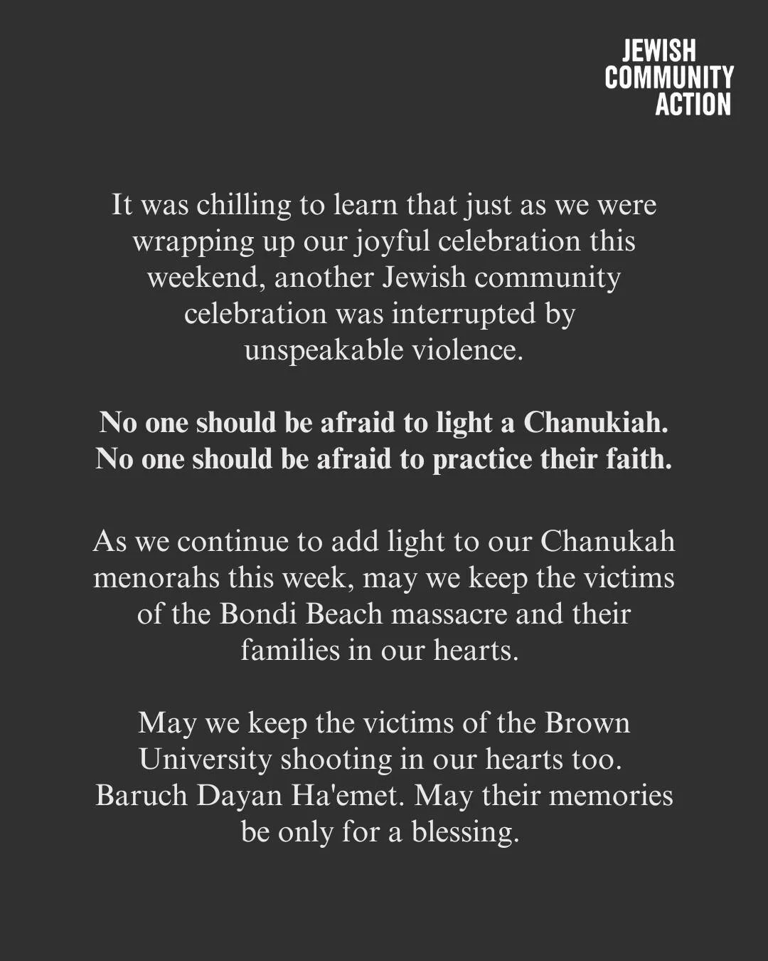 This weekend was meant to only hold joy, with the first Hanukkah candle and our 30th birthday celebration.

Instead, just as the musicians put away their instruments at our event, and we loaded the last of the supplies we collected for families who a