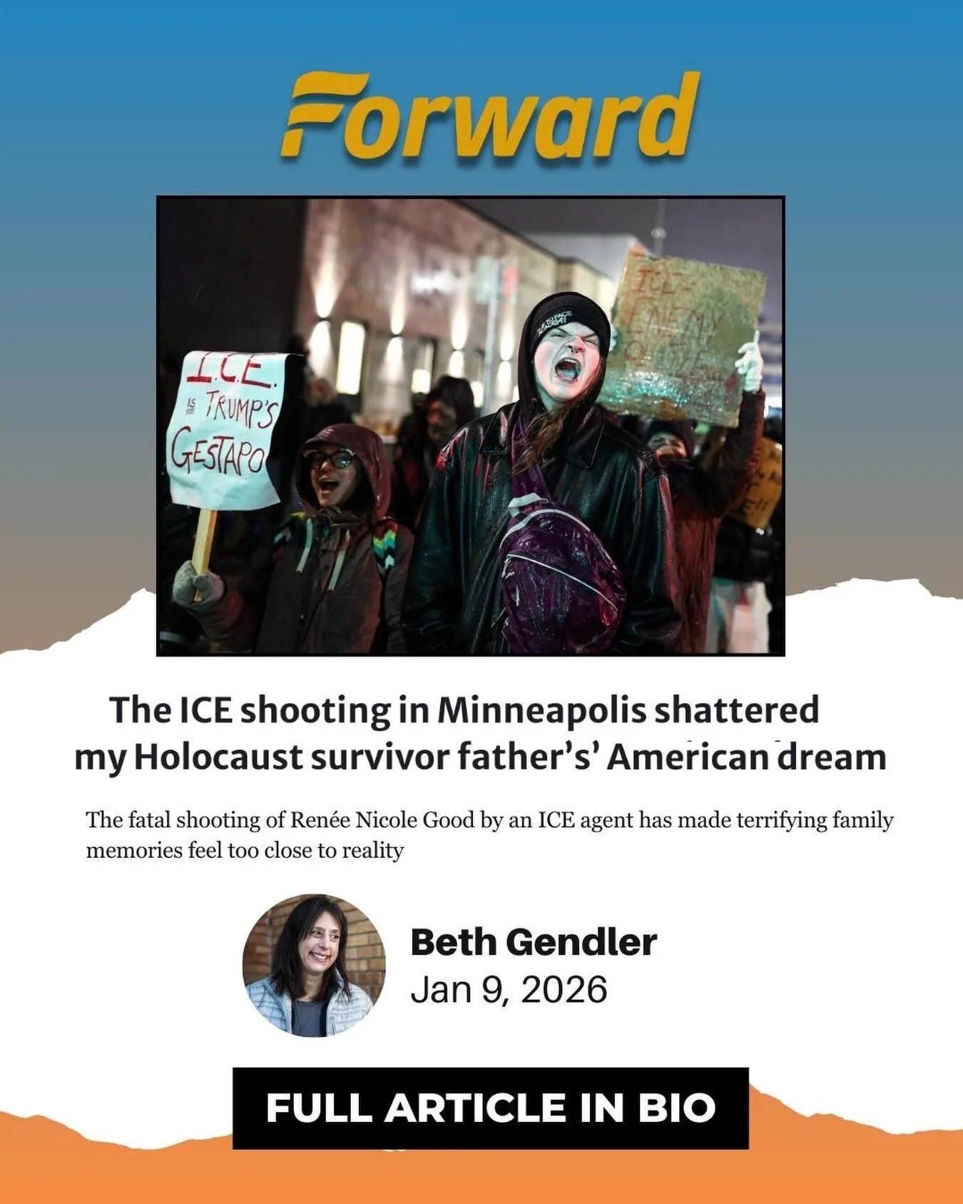 &ldquo;Our current federal government lies to us, and lies about us. They blur the lines between fact and fiction. They gaslight. They have specifically tried to foment discord within the Jewish community, and between us and our allies. They try to d
