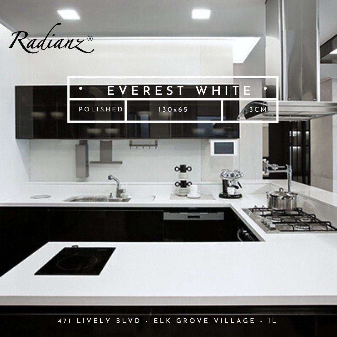 Everest White- Radianz Quartz for your modern space #radianz #stonelink #quartz #kitchen #countertops