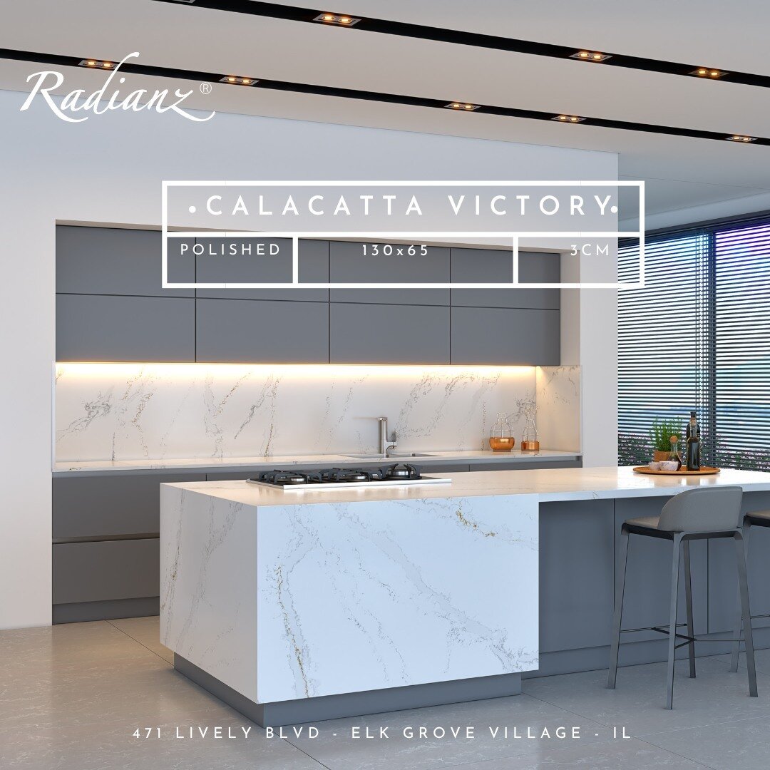 Creating dream kitchens with the brilliance of Calacatta Victory! #radianz #stonelink #quartz #kitchen #countertops