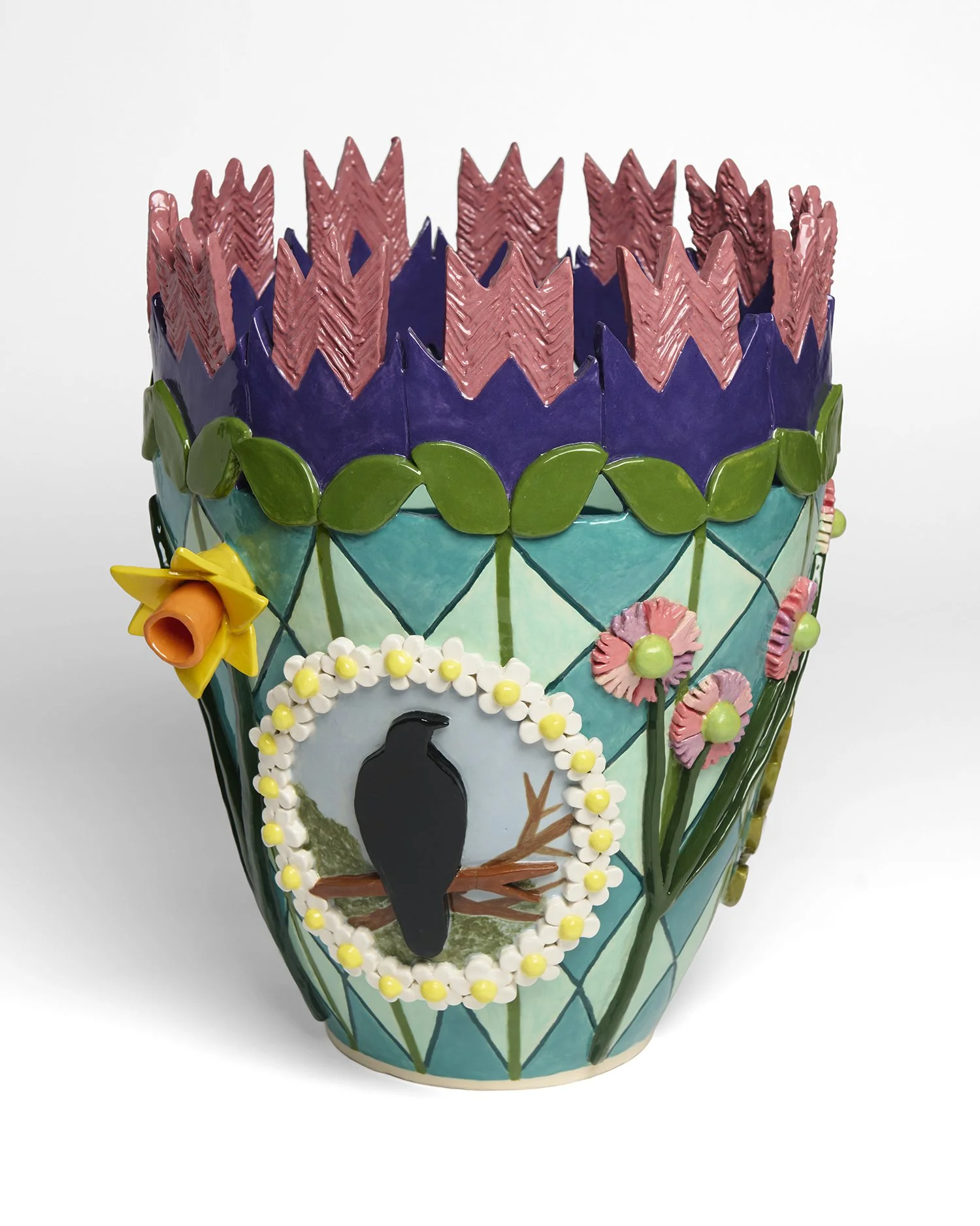 Liminal Creatures, view 4 ,  2026 , underglazed and glazed ceramic, 16"x14.5"x13"
