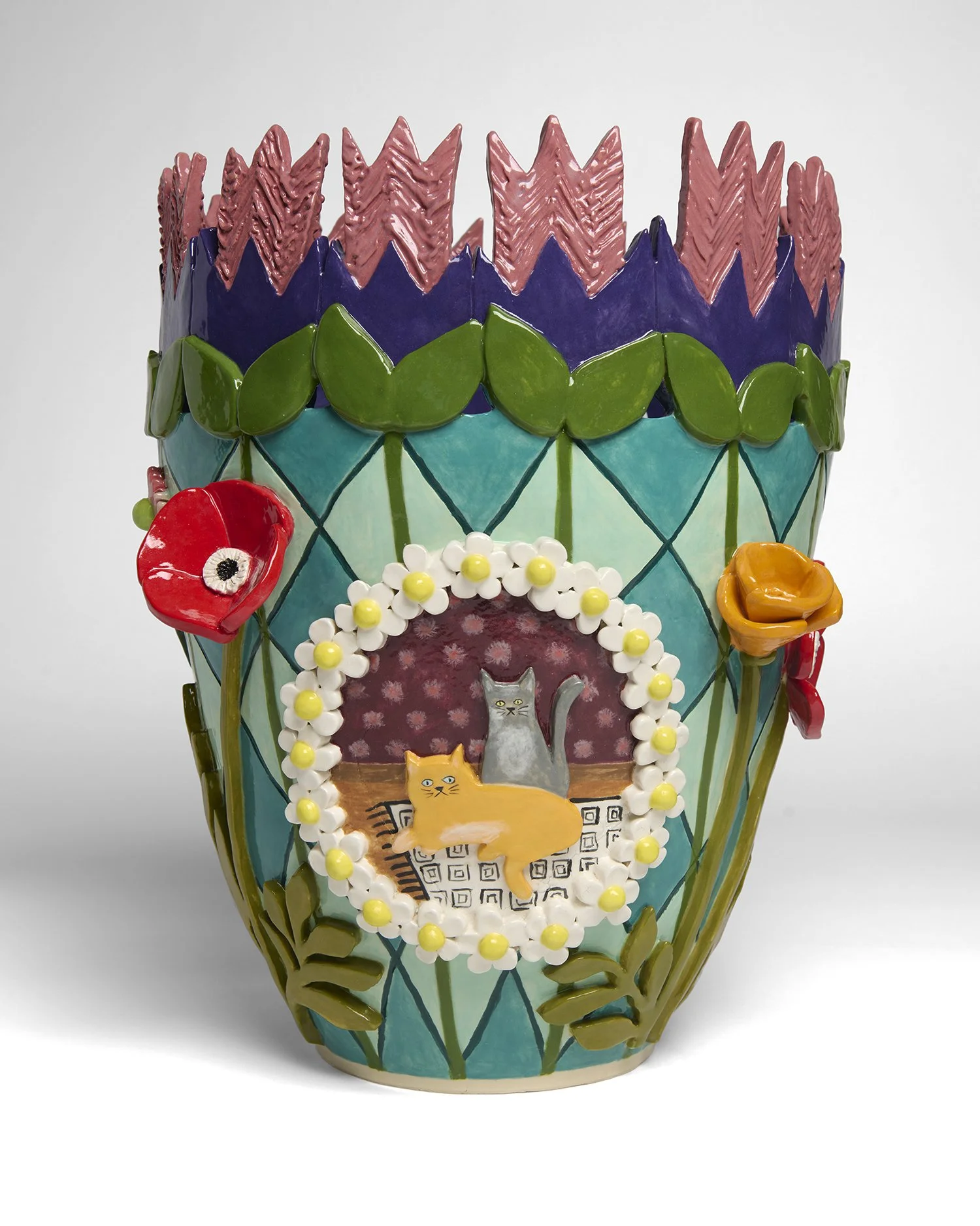 Liminal Creatures, view 1 ,  2026 , underglazed and glazed ceramic, 16"x14.5"x13"