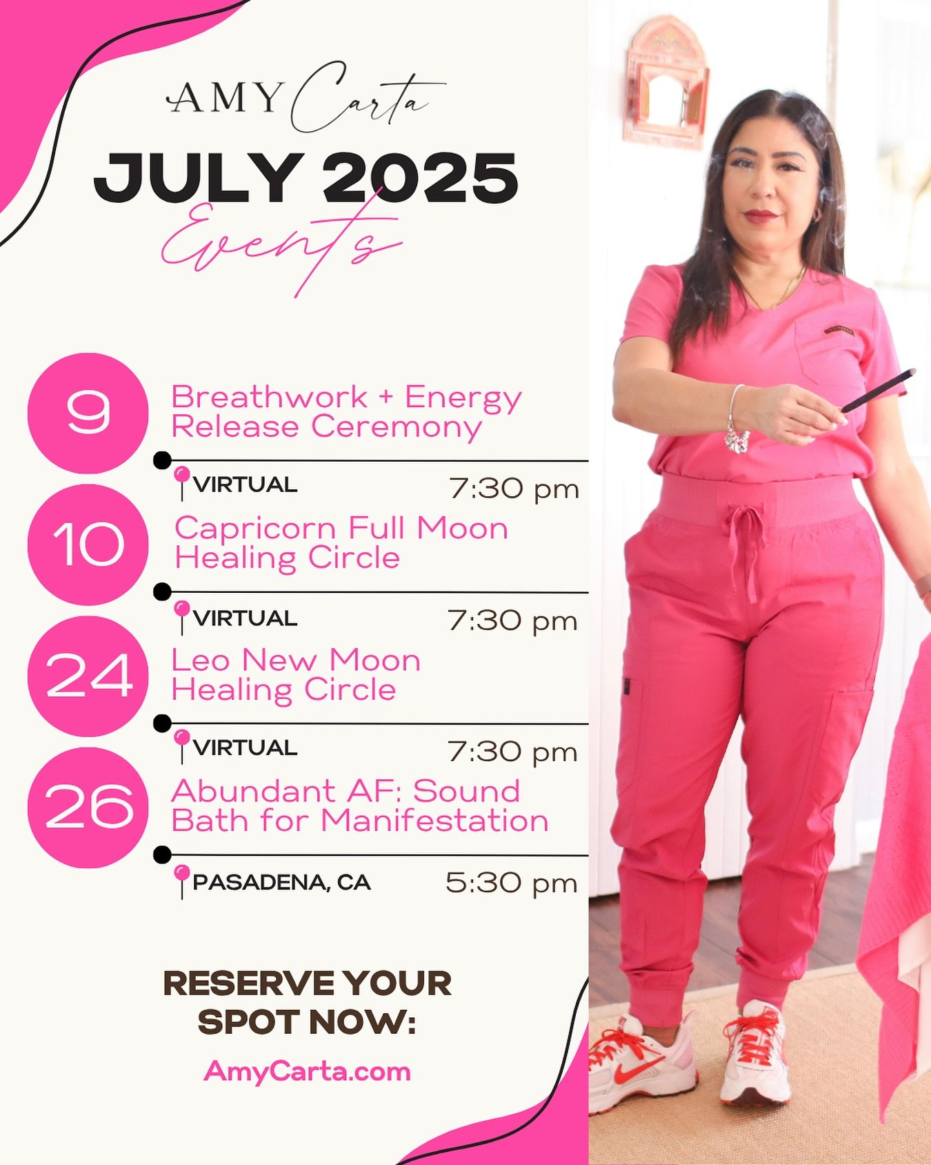 Healing is a practice.

This July, come breathe, release, reset, and call in what&rsquo;s meant for you.
Spots are sacred. Spaces are limited.

*PROMOTION* When you sign up for our Abundant AF Sound Bath, you&rsquo;ll get automatic access to our thre