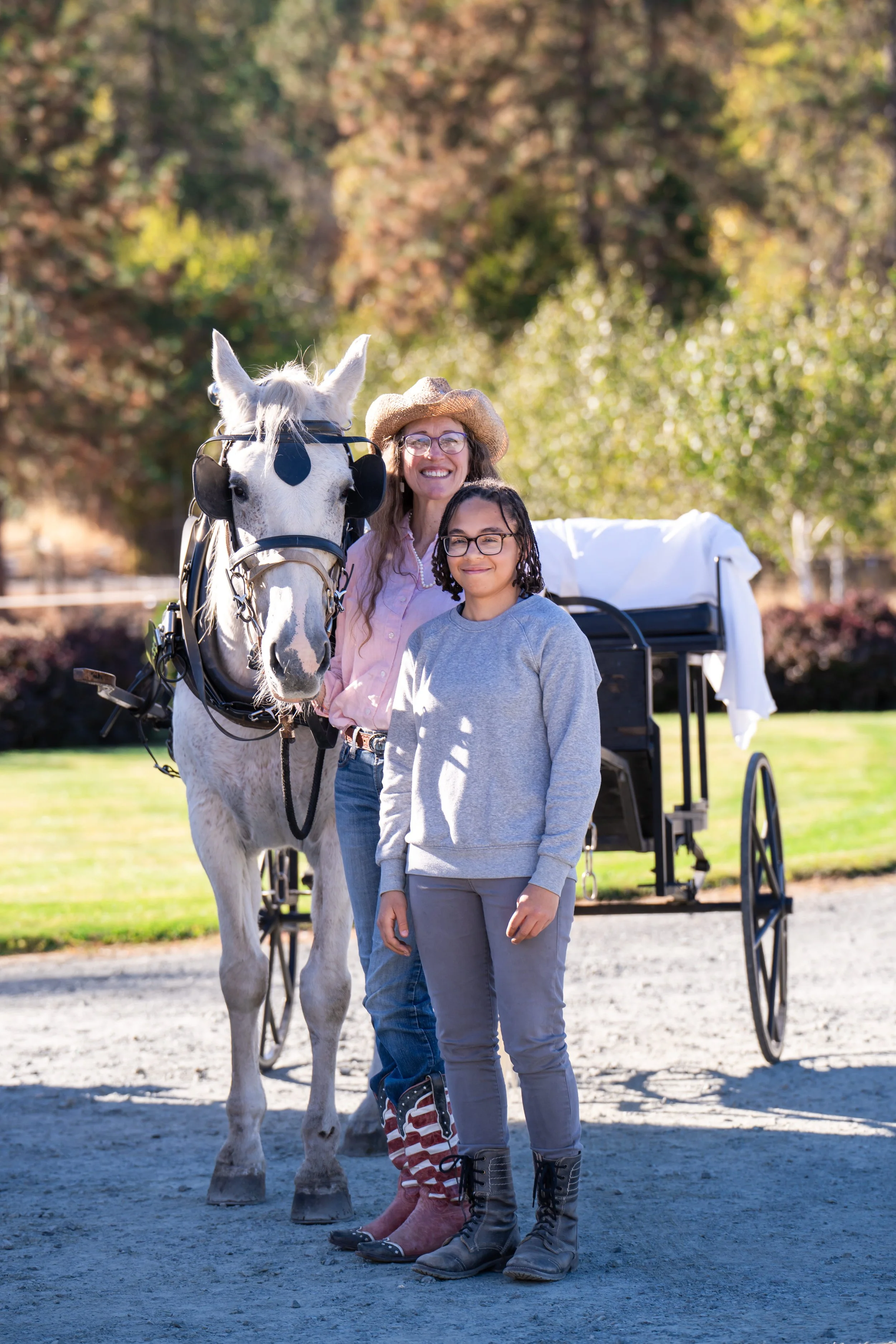 A wooden house with a balcony and glass doors, surrounded by a landscaped yard with a curved concrete pathway, colorful flowers, rocks, and trees in the background under a clear sky.