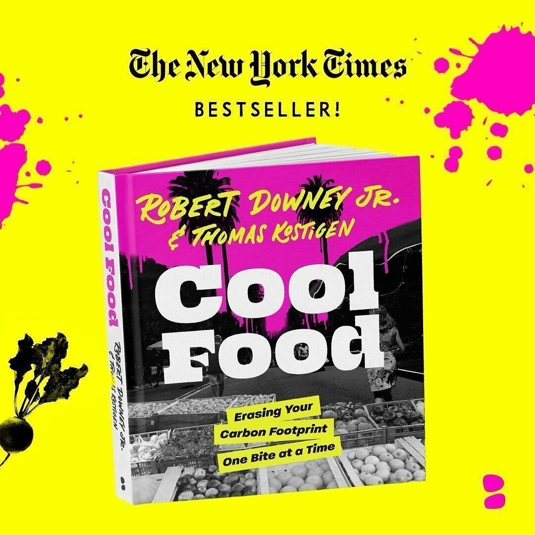COOL FOOD: Erasing Your Carbon Footprint One Bite at a Time by @robertdowneyjr and @tkostigen is debuting at #6 on the @nytimes bestsellers list!
 
Already named a @usatoday, @amazon and @caliba_20 bestseller, wishing Robert and Tom congratulations o
