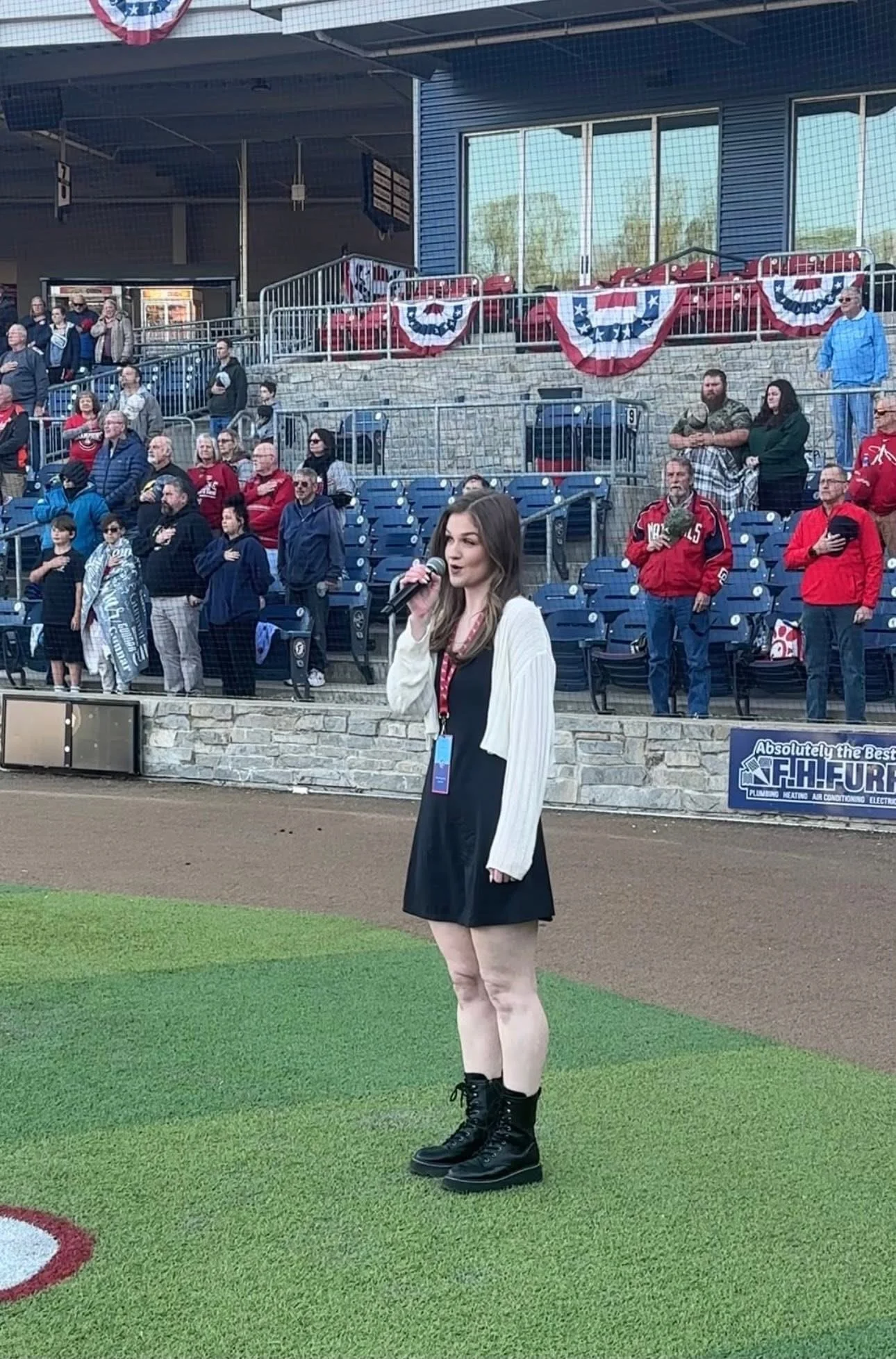 Kiley had the opportunity to sing the national anthem at a Fredericksburg Nationals game on behalf of Riverside Center for the Performing Arts.