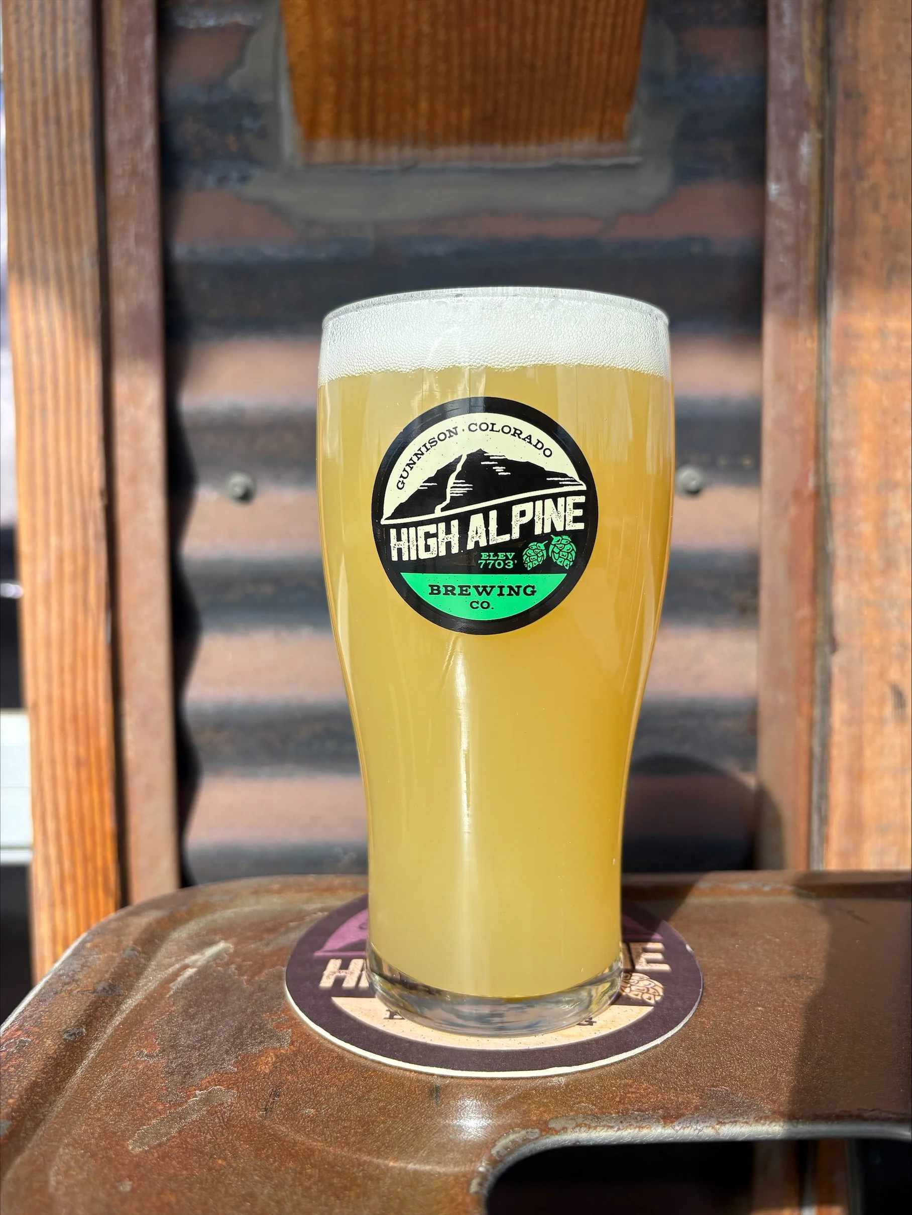 Hazy IPA sitting on rusty chair