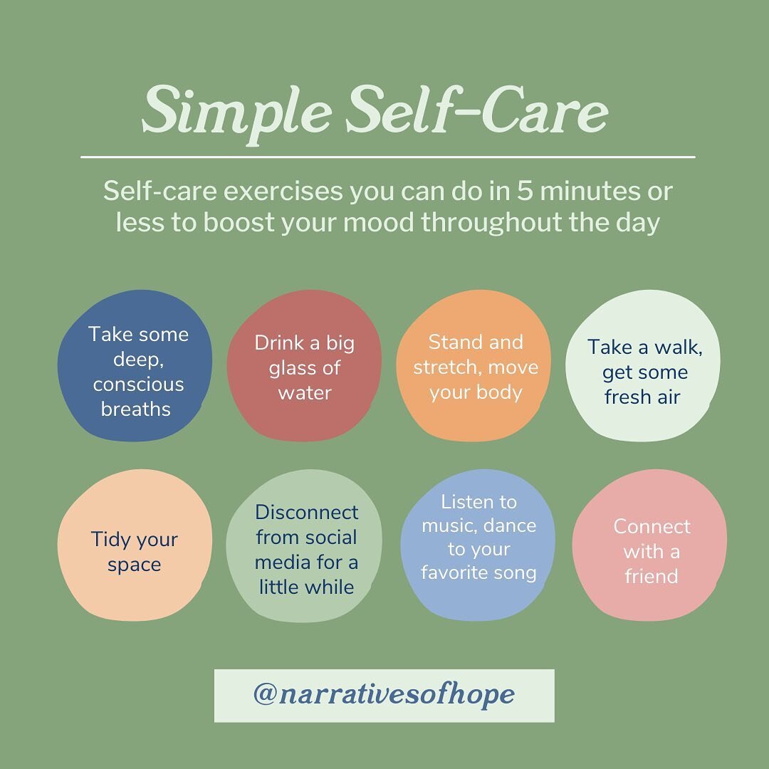 Self-care looks different for everyone, but here are some simple ways to get out of your head, move stagnant energy, and boost your mood throughout the day.

What other self-care practices do you incorporate into your day that only take a few minutes