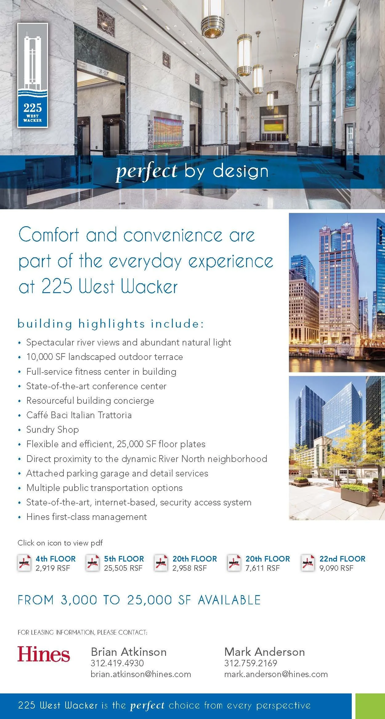 Hines 225 West Wacker Comfort and Convenience eBlast