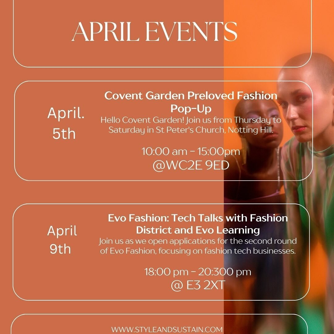 🌺 Spring events in London are looking goooood ✨

Link in bio for all the fab happenings this April 👆🏾

#events #londonevents #fashion #vintage #secondhand #preloved #style #styleinspo #upcycling #mending #fashionstyle #modafemina #styleandsustain 