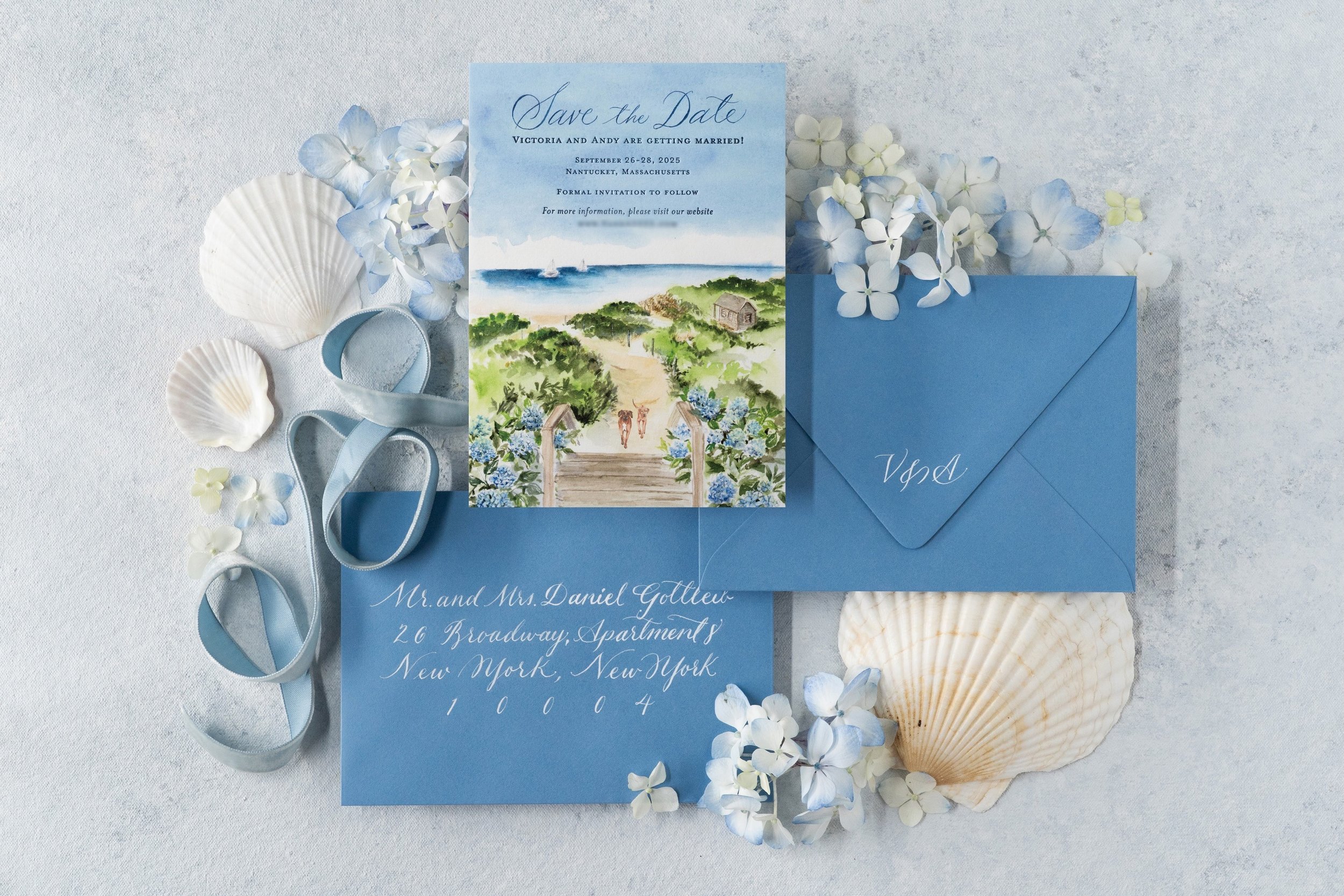 A save the date can stand on its own, or it can set the tone for everything to come ✨

This Nantucket save the date introduced custom watercolor to the guests from the very beginning.

Planning: @handydallaireevents 
Photo &amp; Styling: @peterson.de