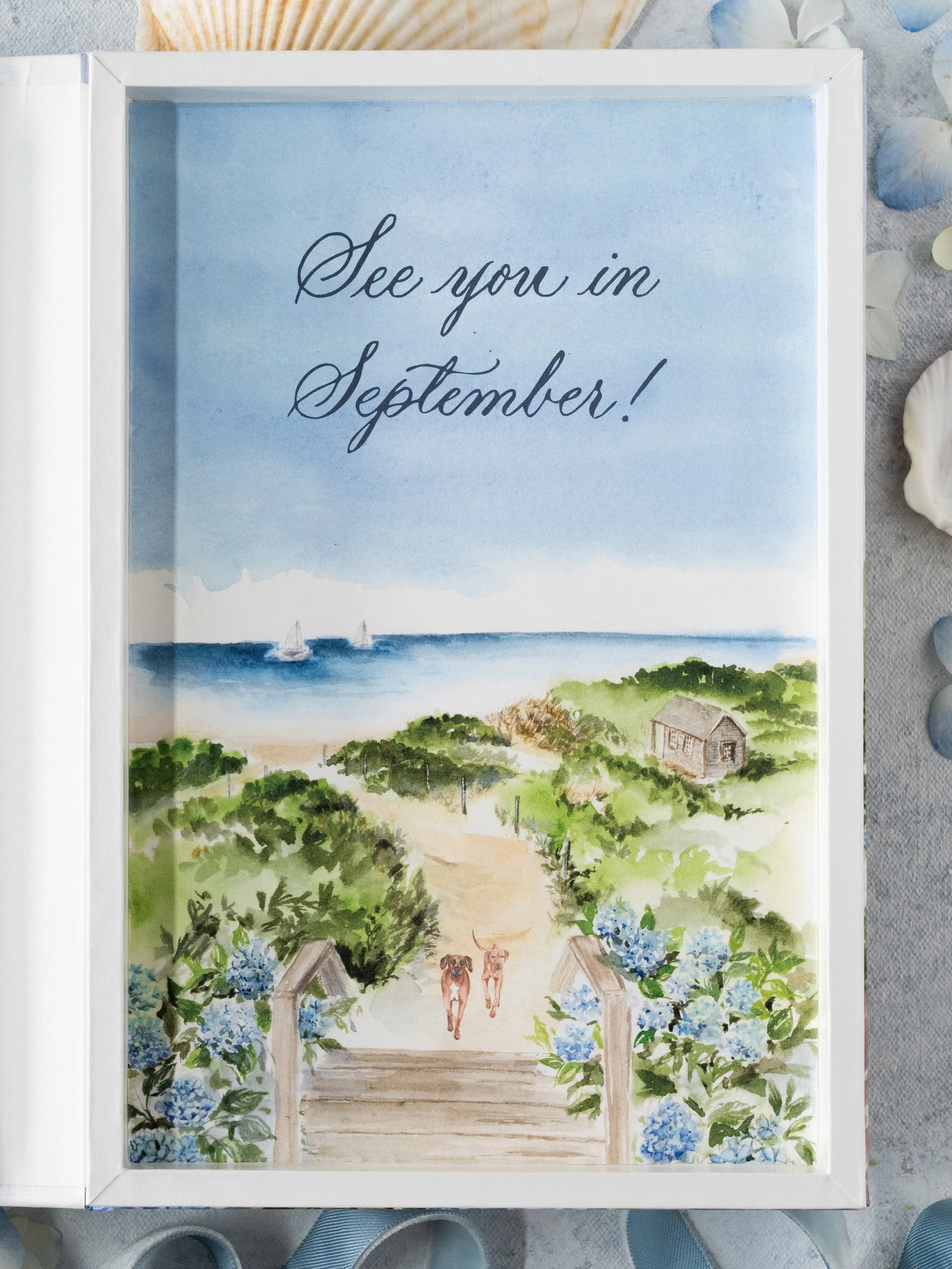 And just like that&hellip; September. 🤍
&bull;
&bull;
Planning @handydallaireevents 
Photo &amp; Styling @peterson.design.photo 
&bull;
&bull;
#2027bride #custominvitations #watercolorillustration #weddinginspo #thekfdstudio