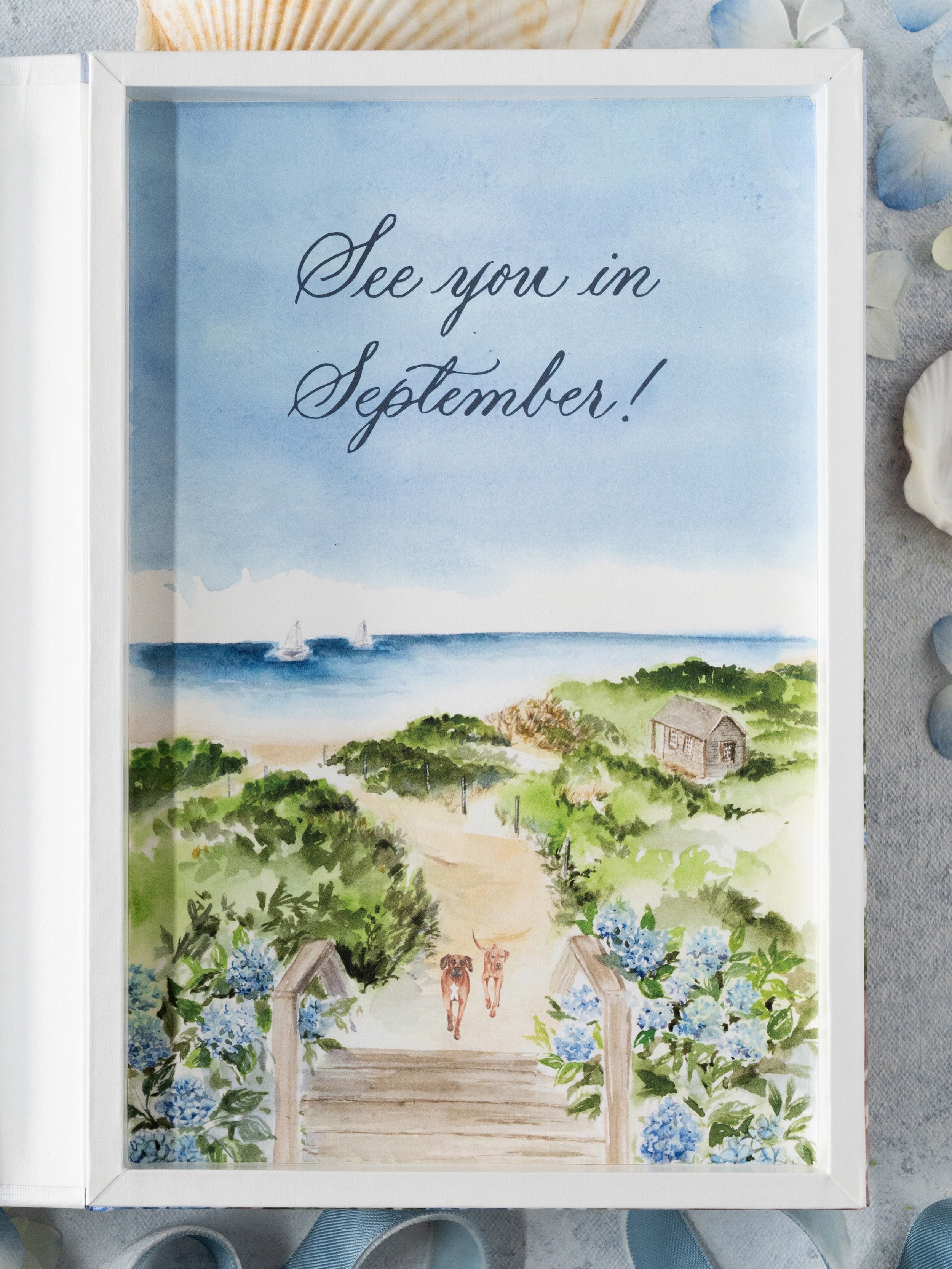 And just like that&hellip; September. 🤍
&bull;
&bull;
Planning @handydallaireevents 
Photo &amp; Styling @peterson.design.photo 
&bull;
&bull;
#2027bride #custominvitations #watercolorillustration #weddinginspo #thekfdstudio