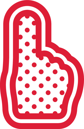 Red outline of a foam finger.